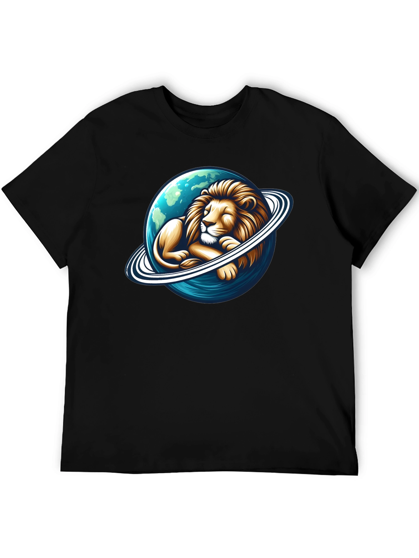 Lion Planet Graphic Tee - Mens Black T-Shirt