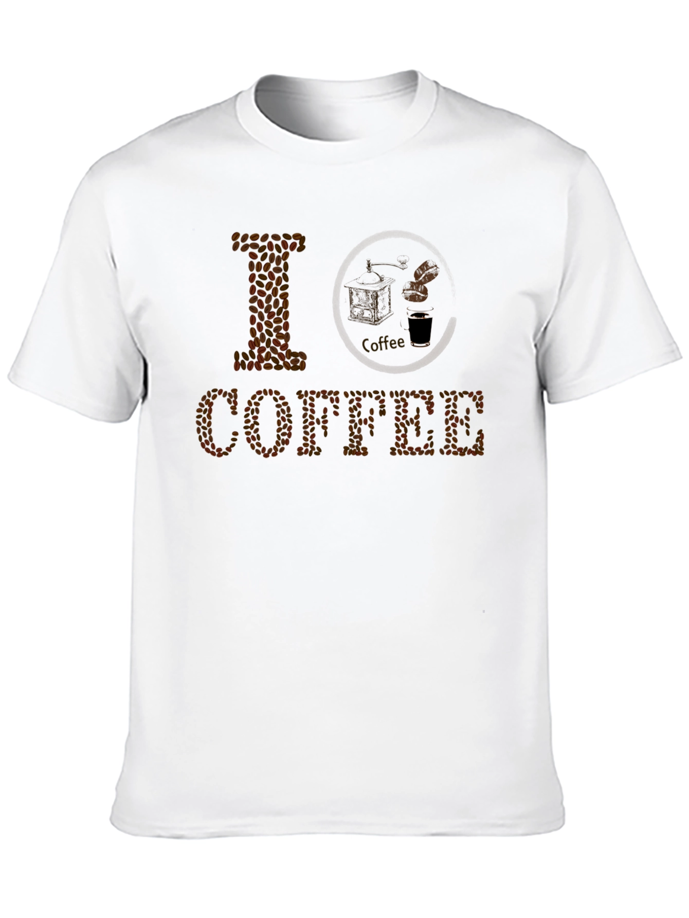 I Love Coffee T-Shirt - Coffee Bean Design