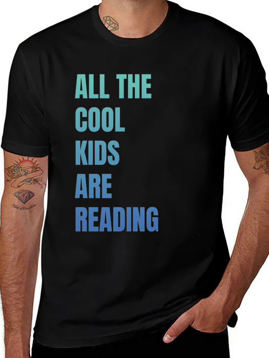 Cool Kids Reading Graphic Tee - Black Cotton T-Shirt