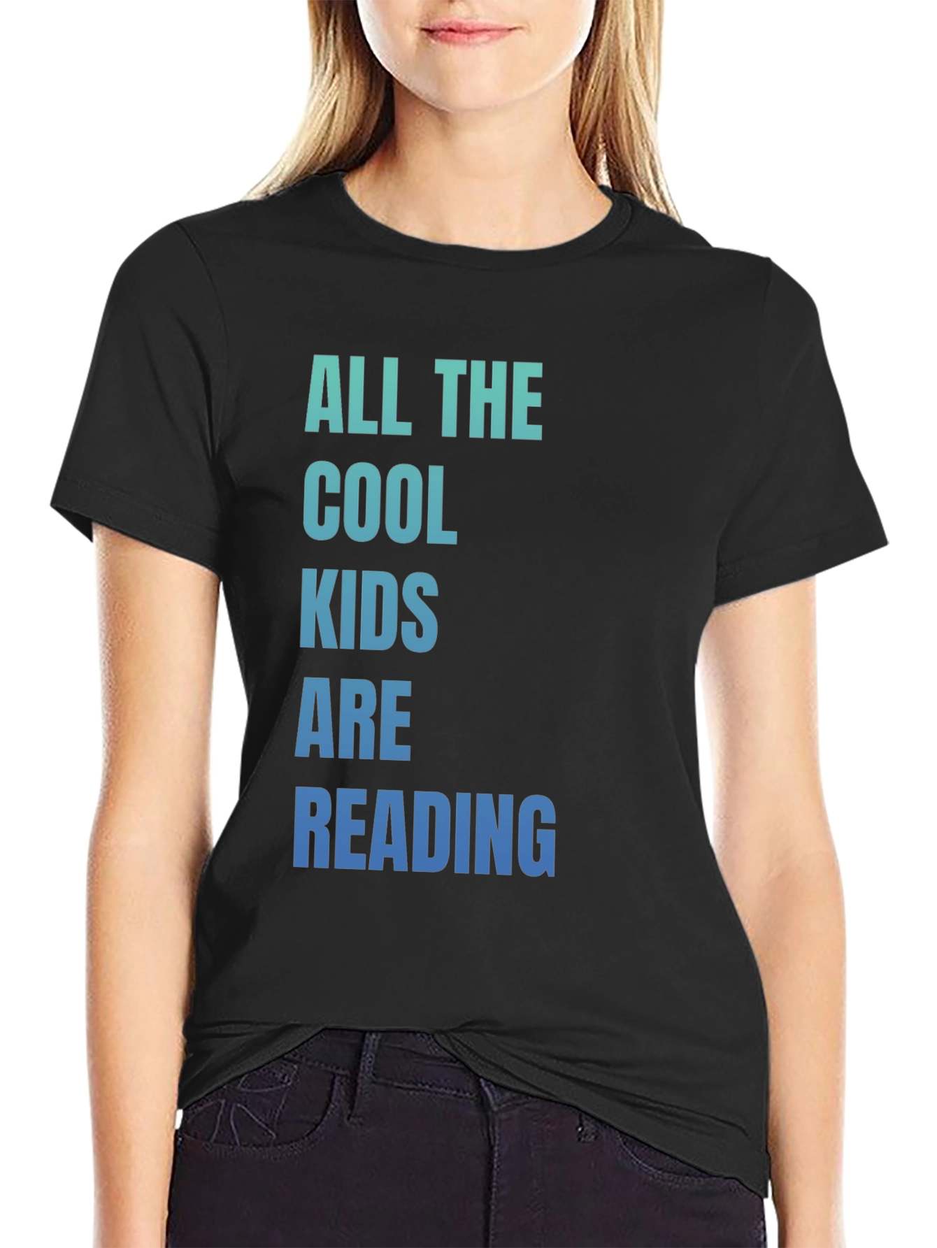 Cool Kids Reading Graphic Tee - Black Cotton T-Shirt