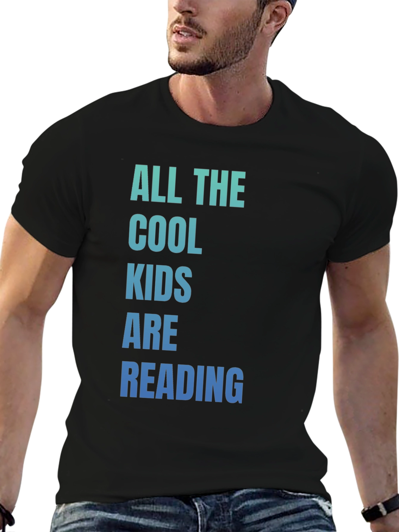 Cool Kids Reading Graphic Tee - Black Cotton T-Shirt