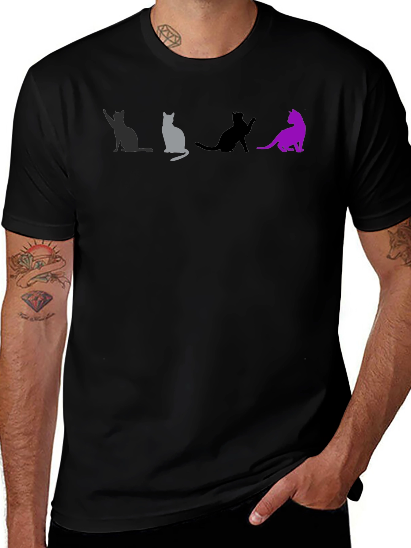 Cats Silhouette Graphic Tee - Unique T-Shirt Design