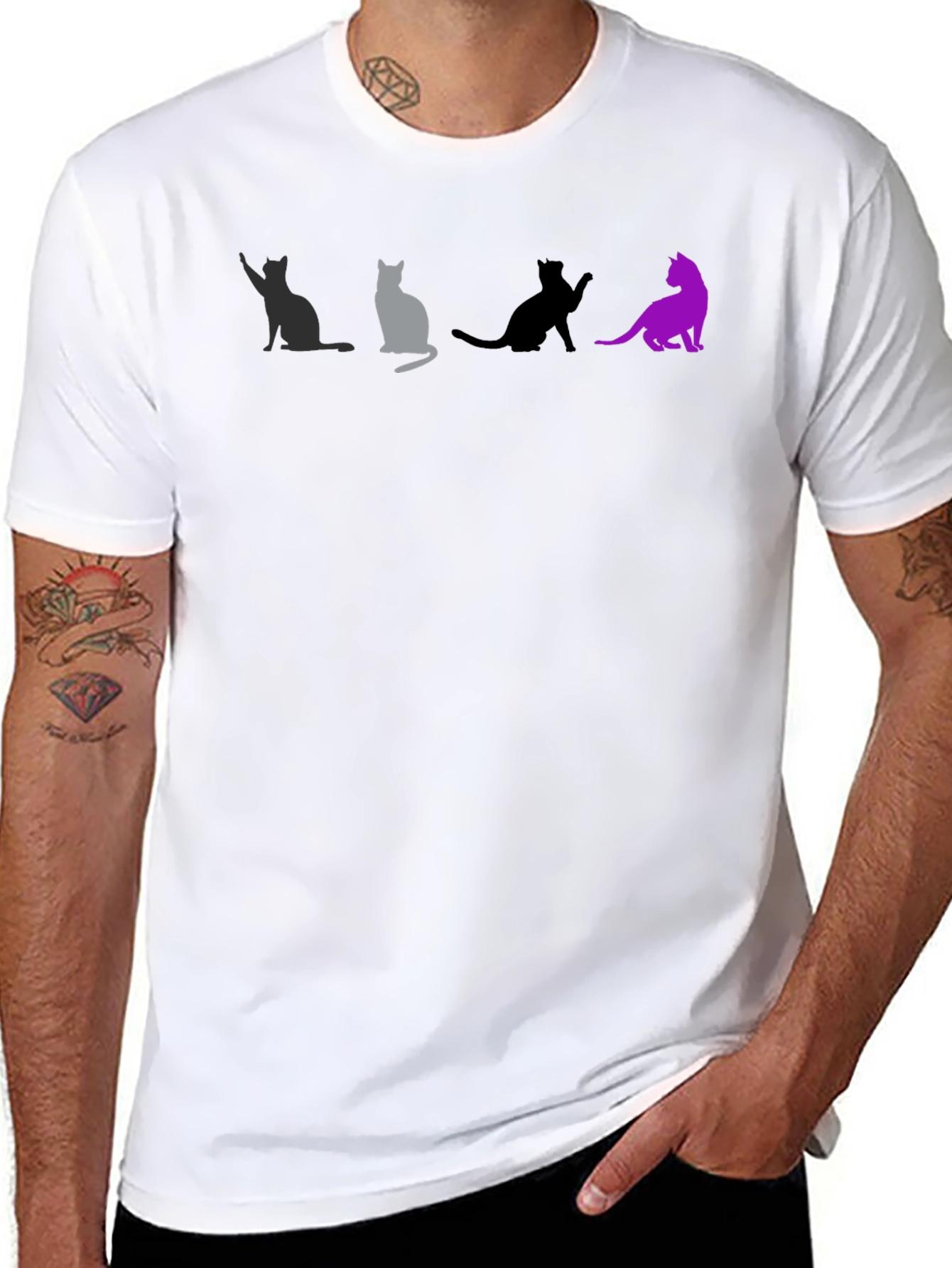 Cats Silhouette Graphic Tee - Unique T-Shirt Design