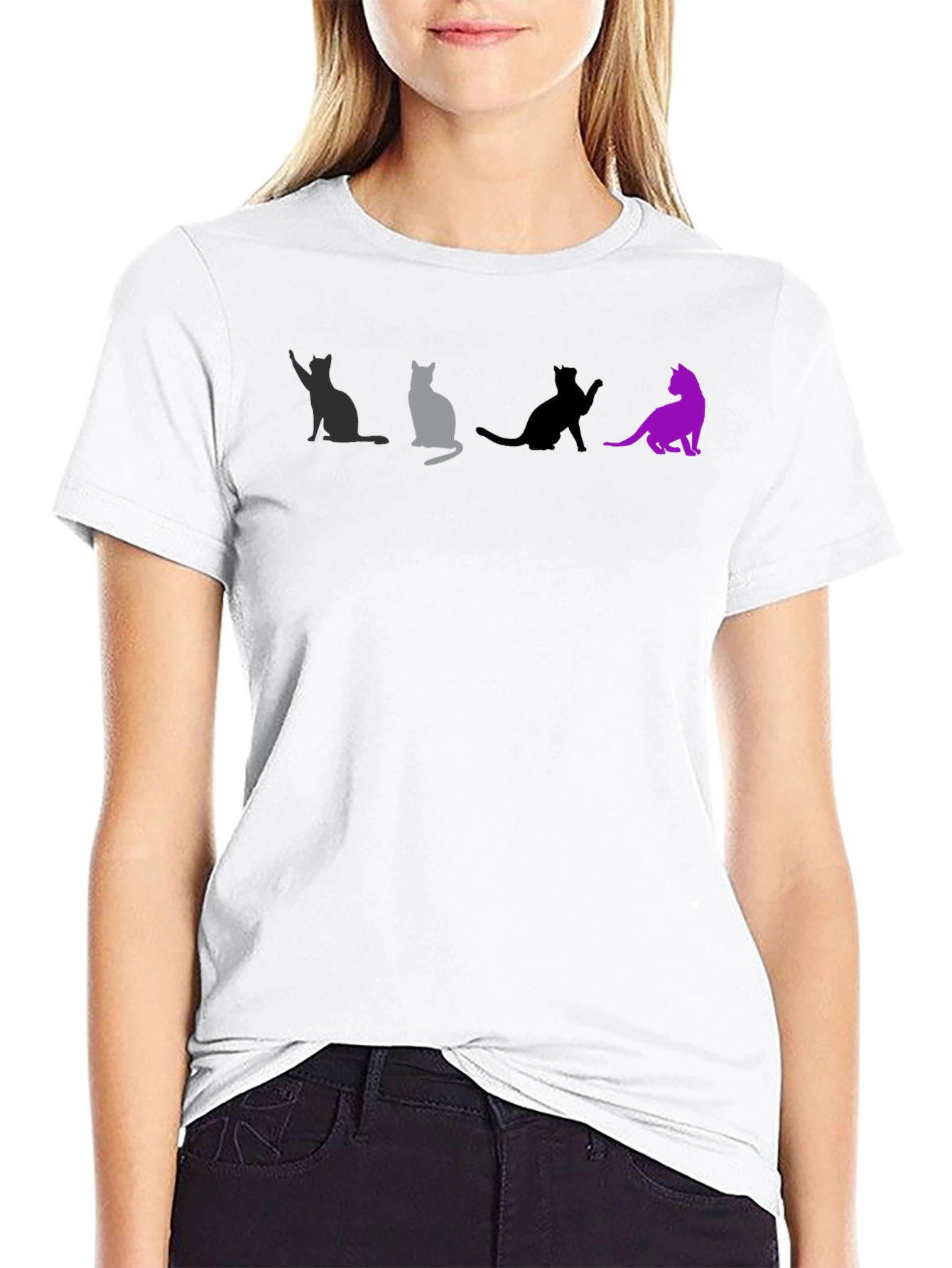 Cats Silhouette Graphic Tee - Unique T-Shirt Design
