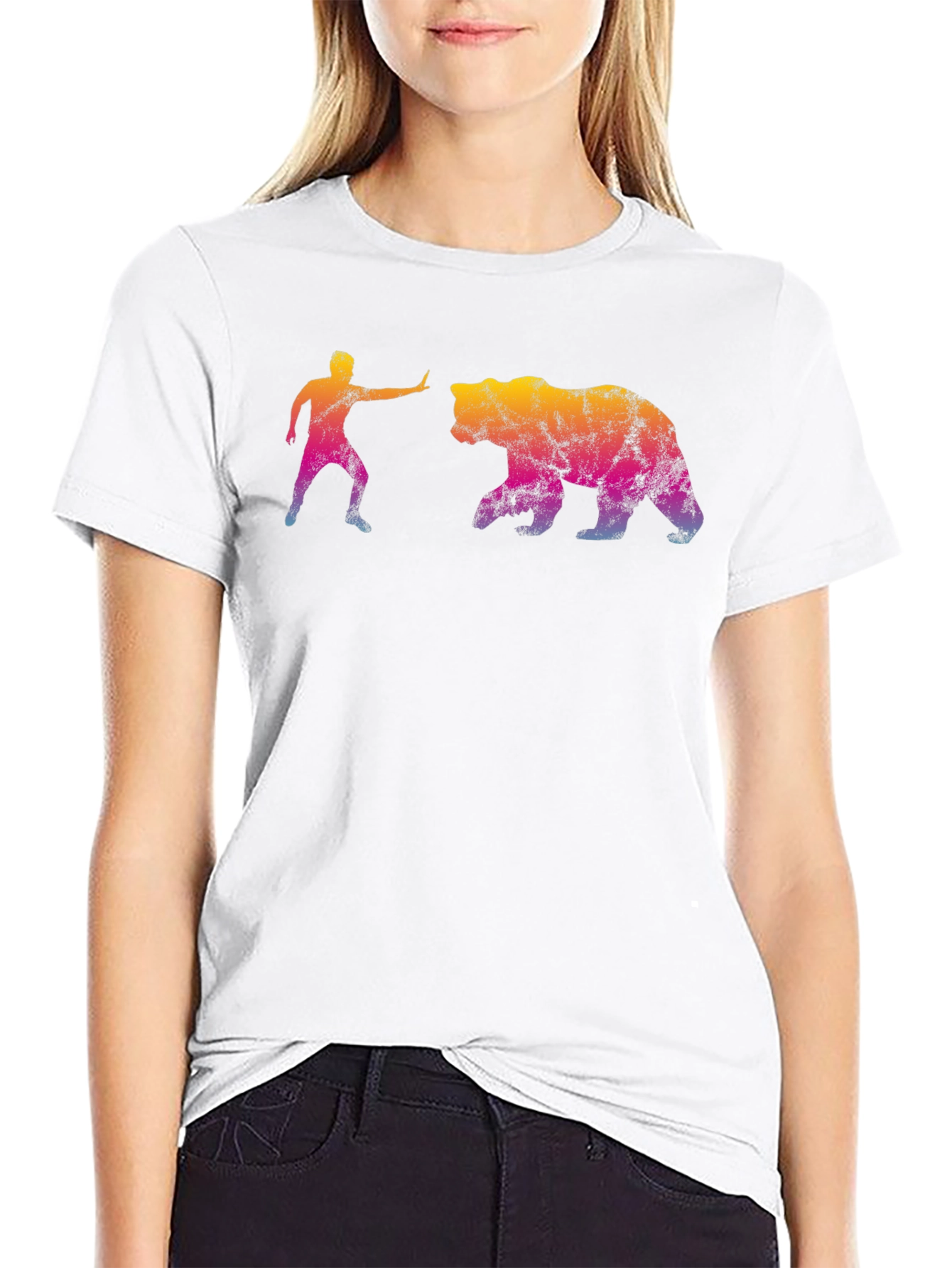 Man vs. Bear Graphic T-Shirt - Black Cotton Tee