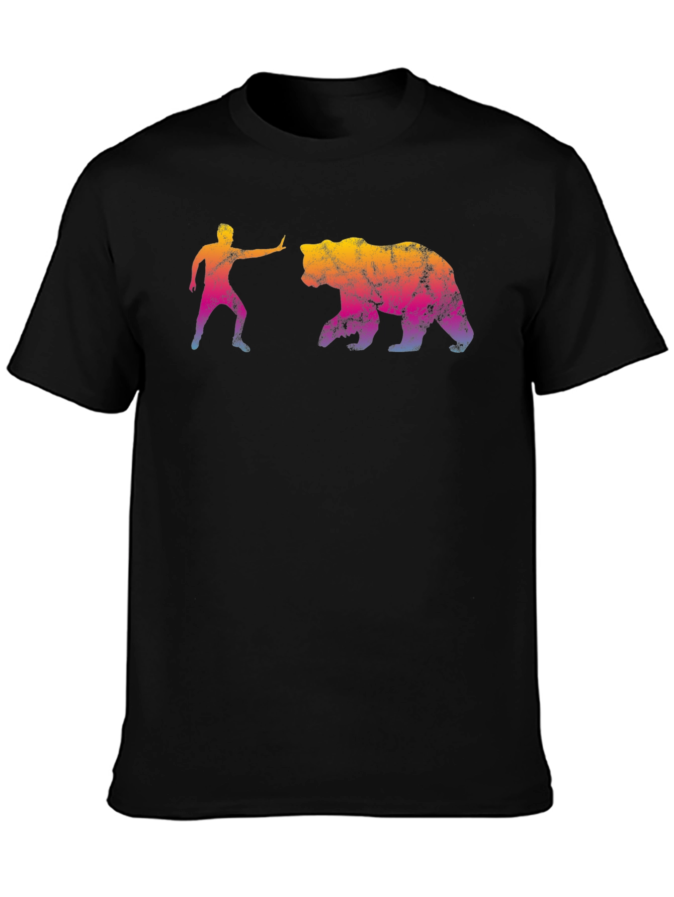 Man vs. Bear Graphic T-Shirt - Black Cotton Tee