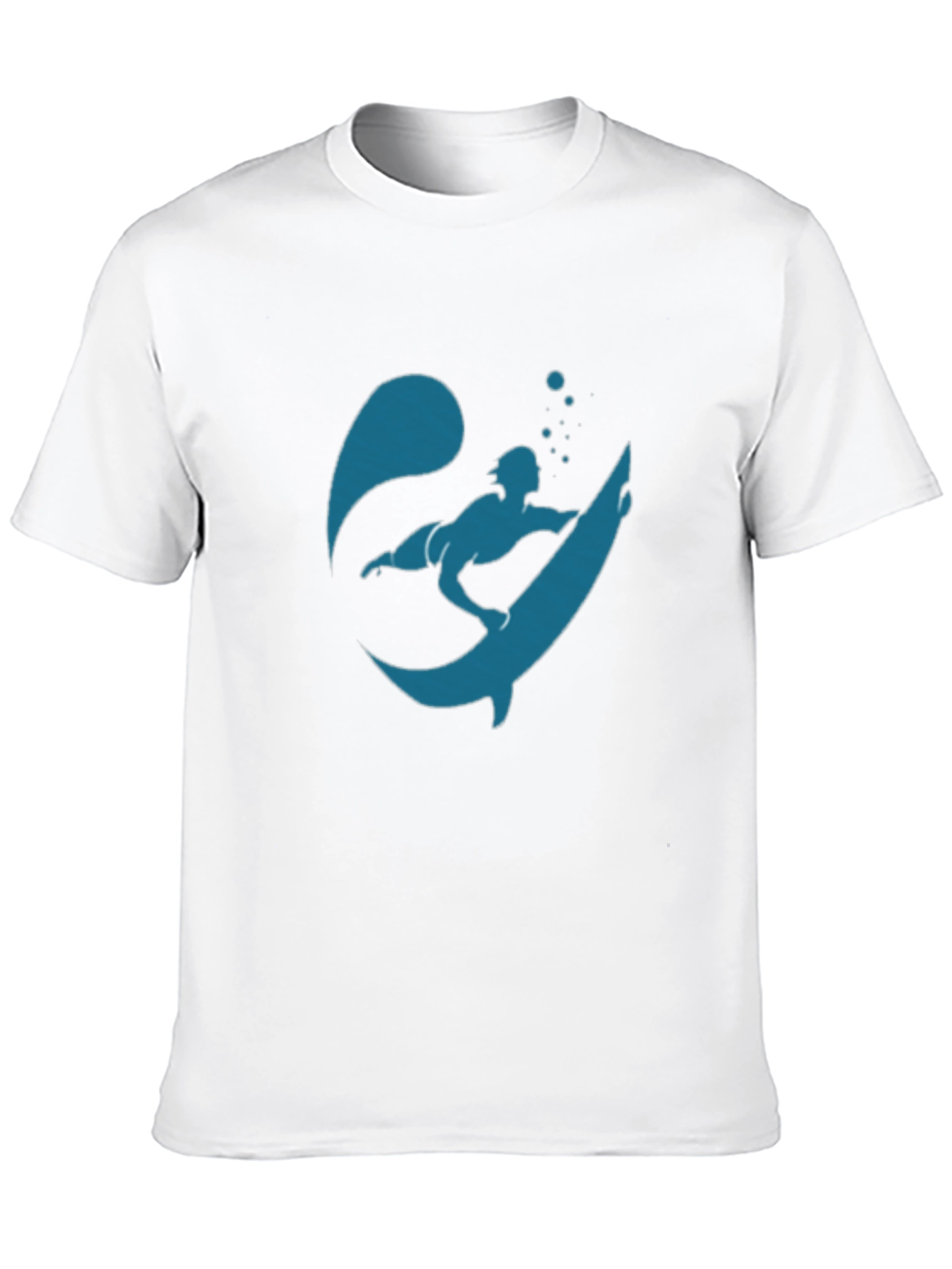Surfer Silhouette Graphic Tee - Black Cotton T-Shirt