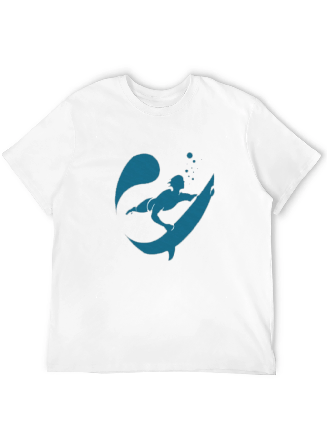 Surfer Silhouette Graphic Tee - Black Cotton T-Shirt
