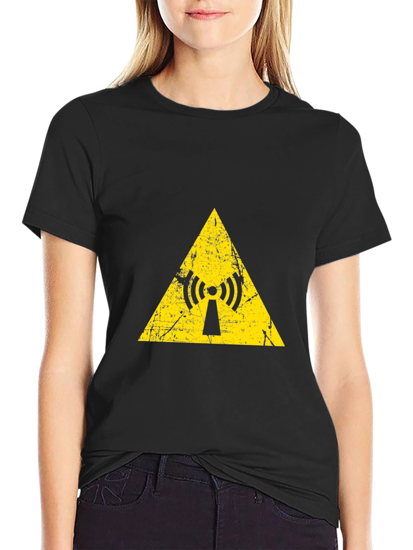 Yellow Radiation Symbol Black T-Shirt