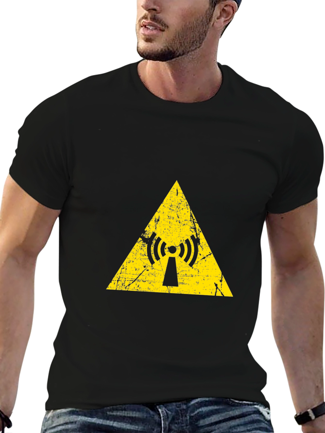 Yellow Radiation Symbol Black T-Shirt