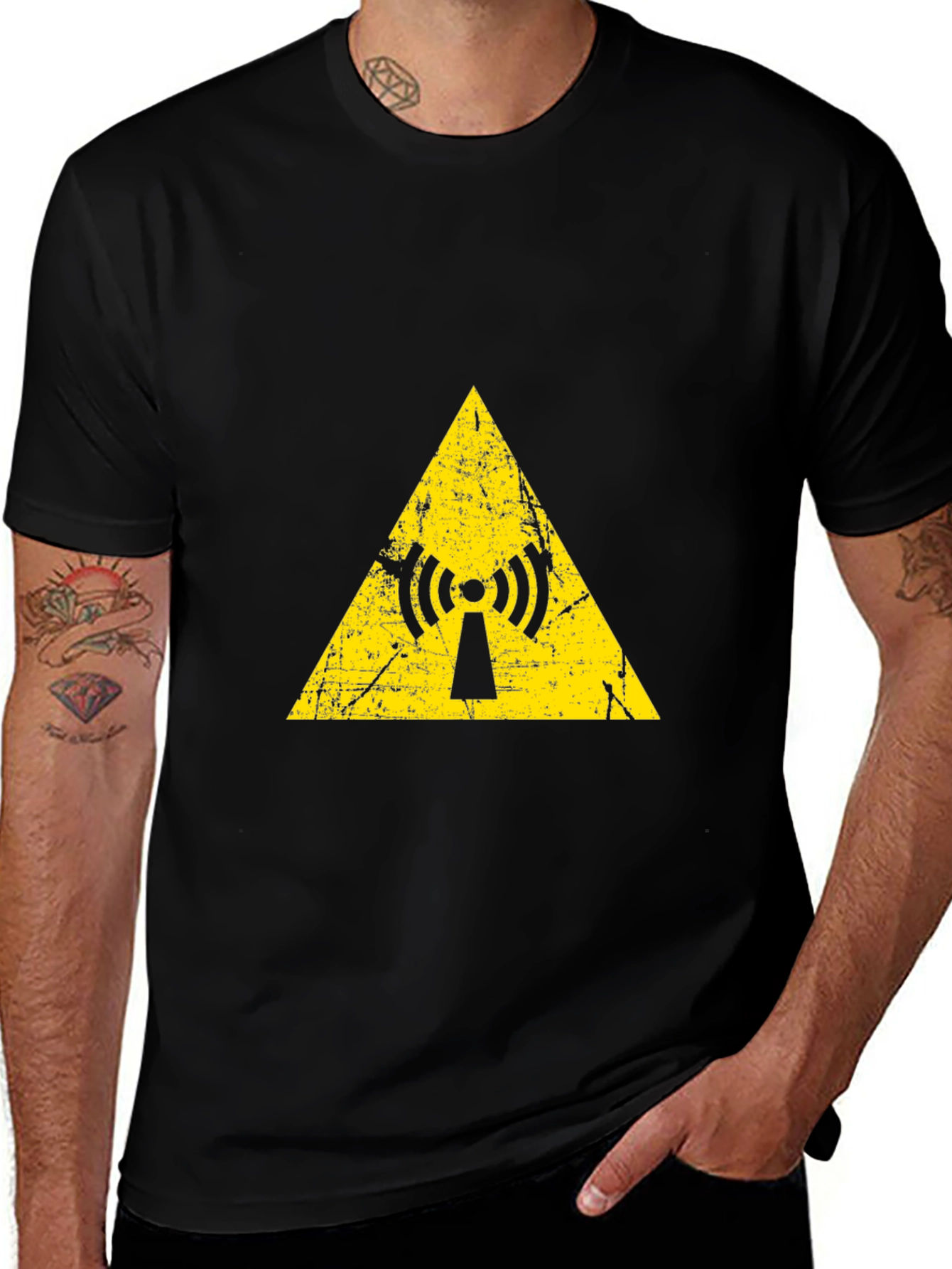 Yellow Radiation Symbol Black T-Shirt