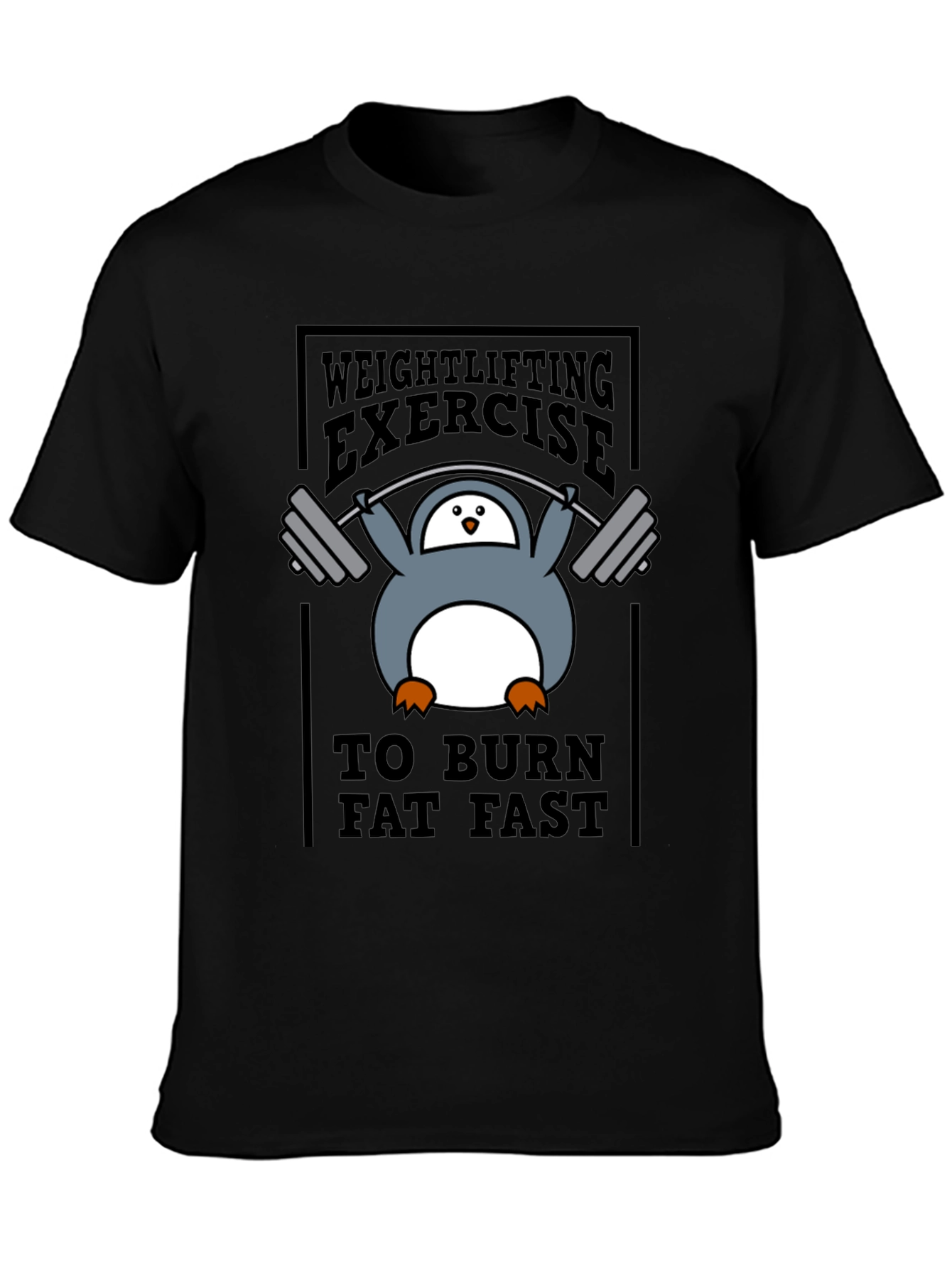 Penguin Weightlifting Exercise Burn Fat T-Shirt