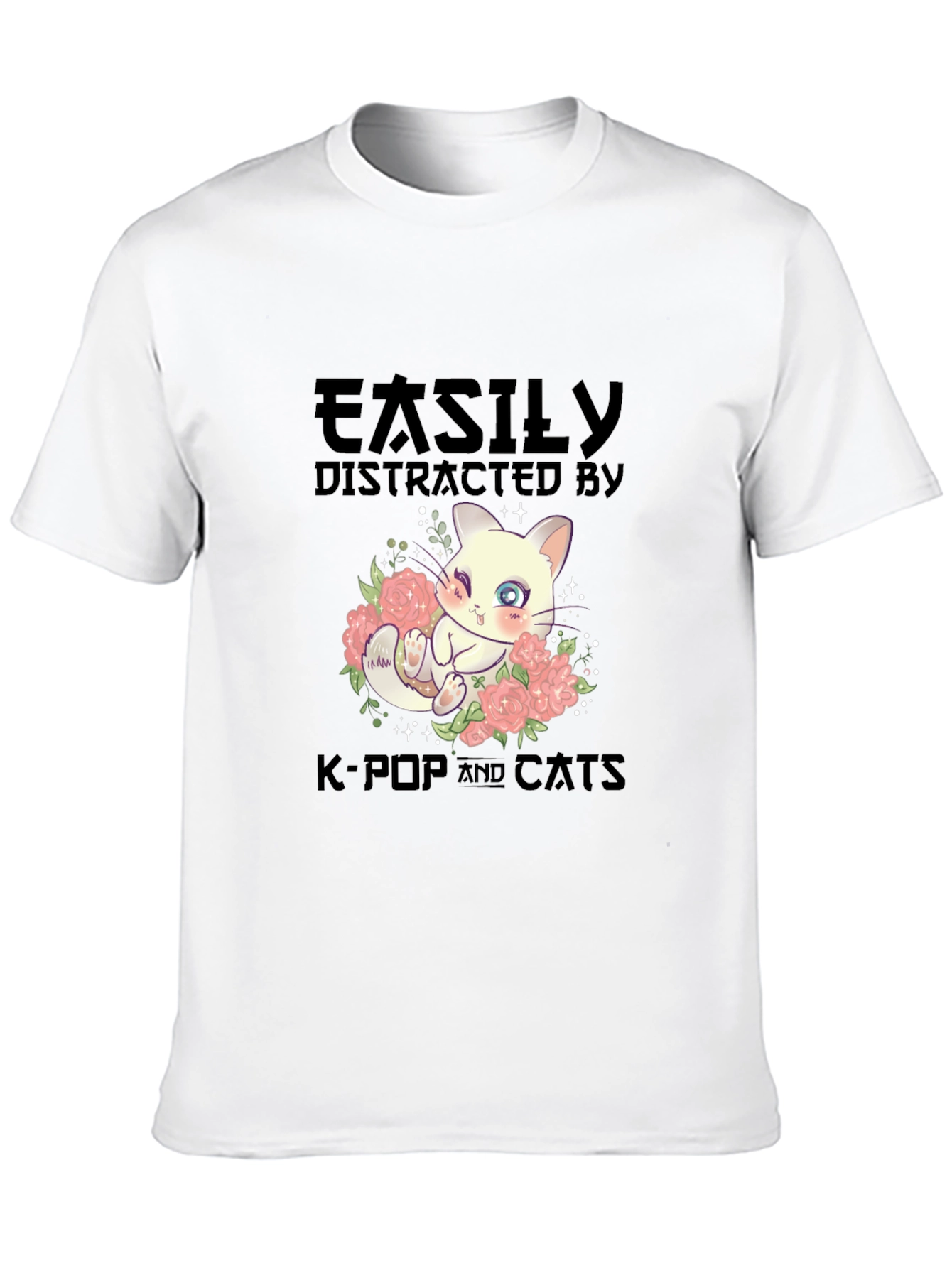Easily Distracted by K-Pop and Cats T-Shirt