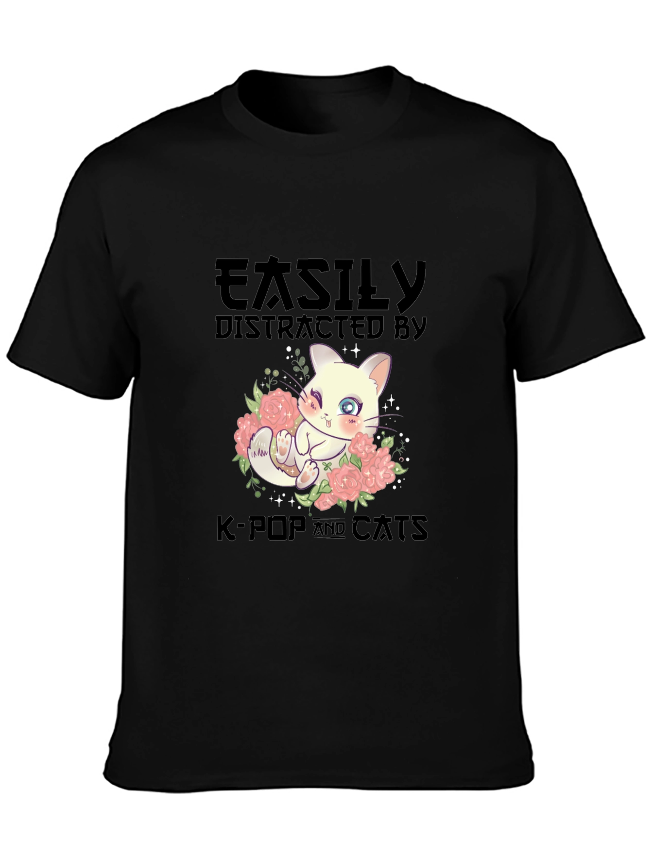 Easily Distracted by K-Pop and Cats T-Shirt