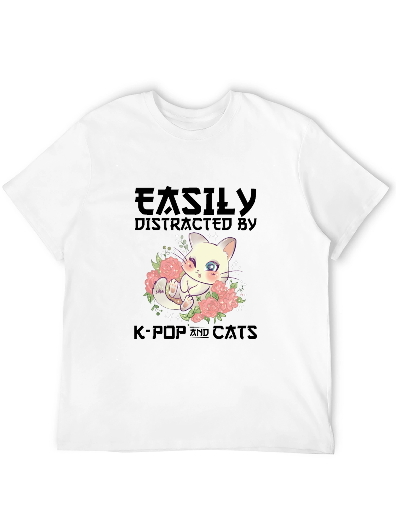 Easily Distracted by K-Pop and Cats T-Shirt