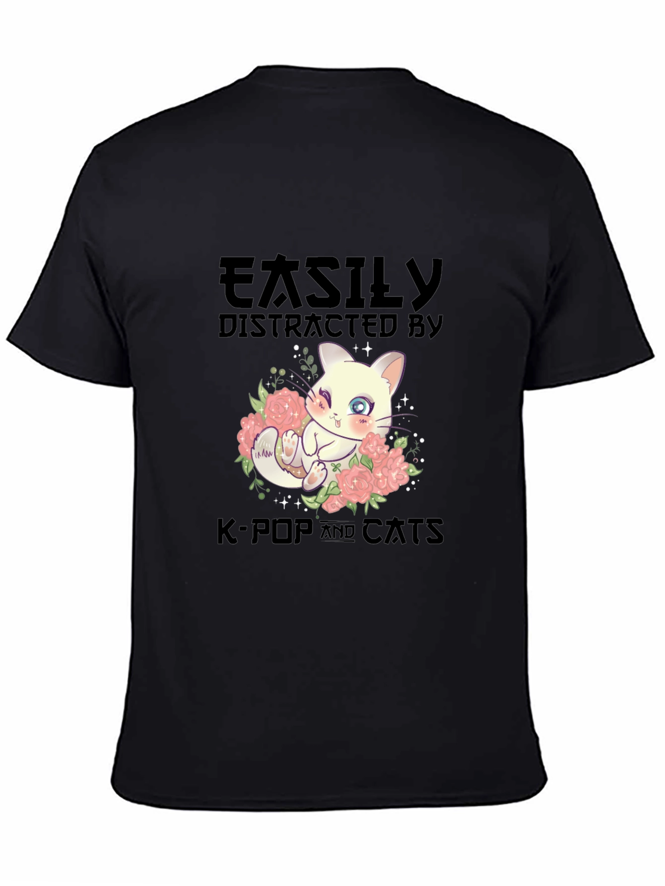 Easily Distracted by K-Pop and Cats T-Shirt