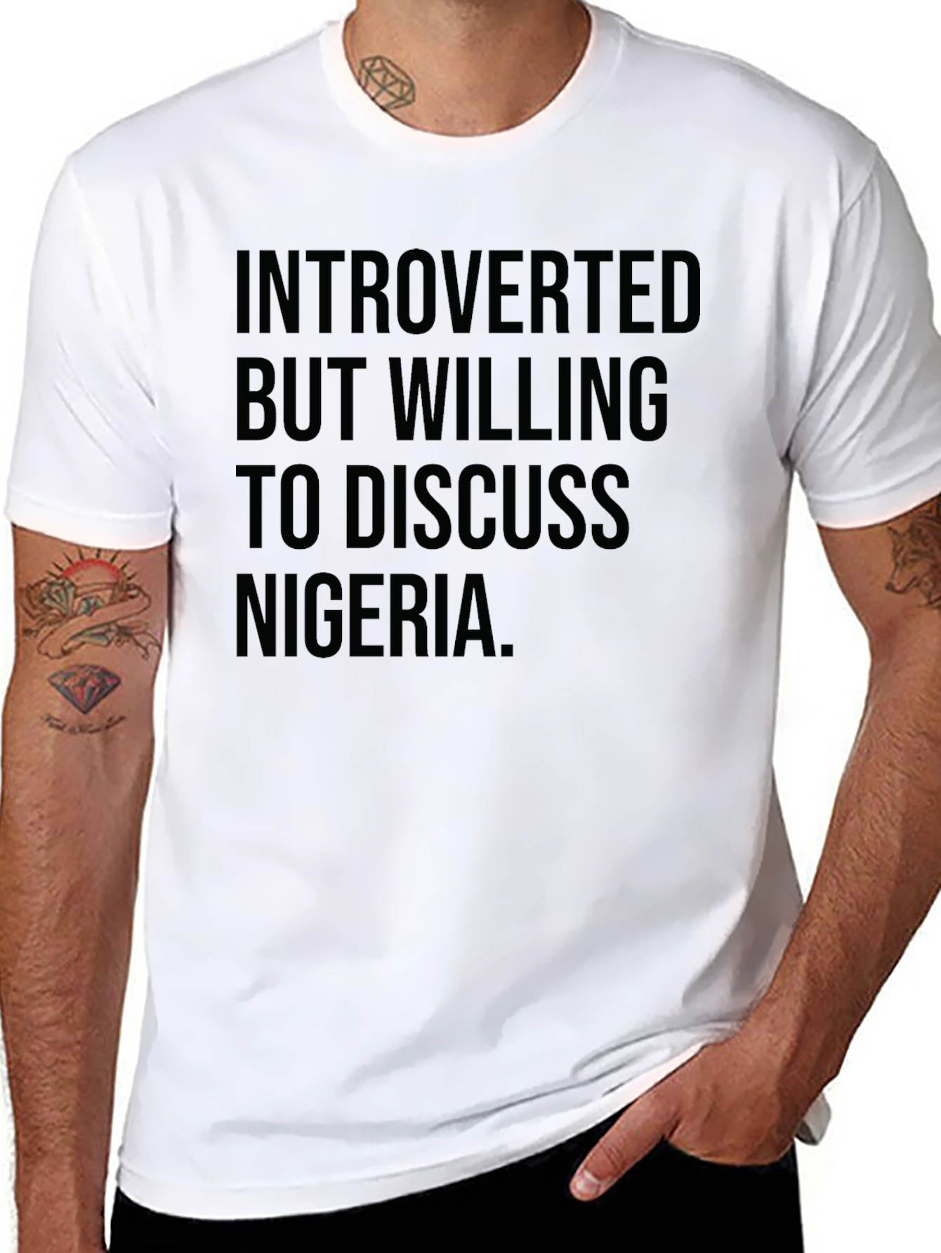 Introverted Nigeria T-Shirt: Black Graphic Tee for Men