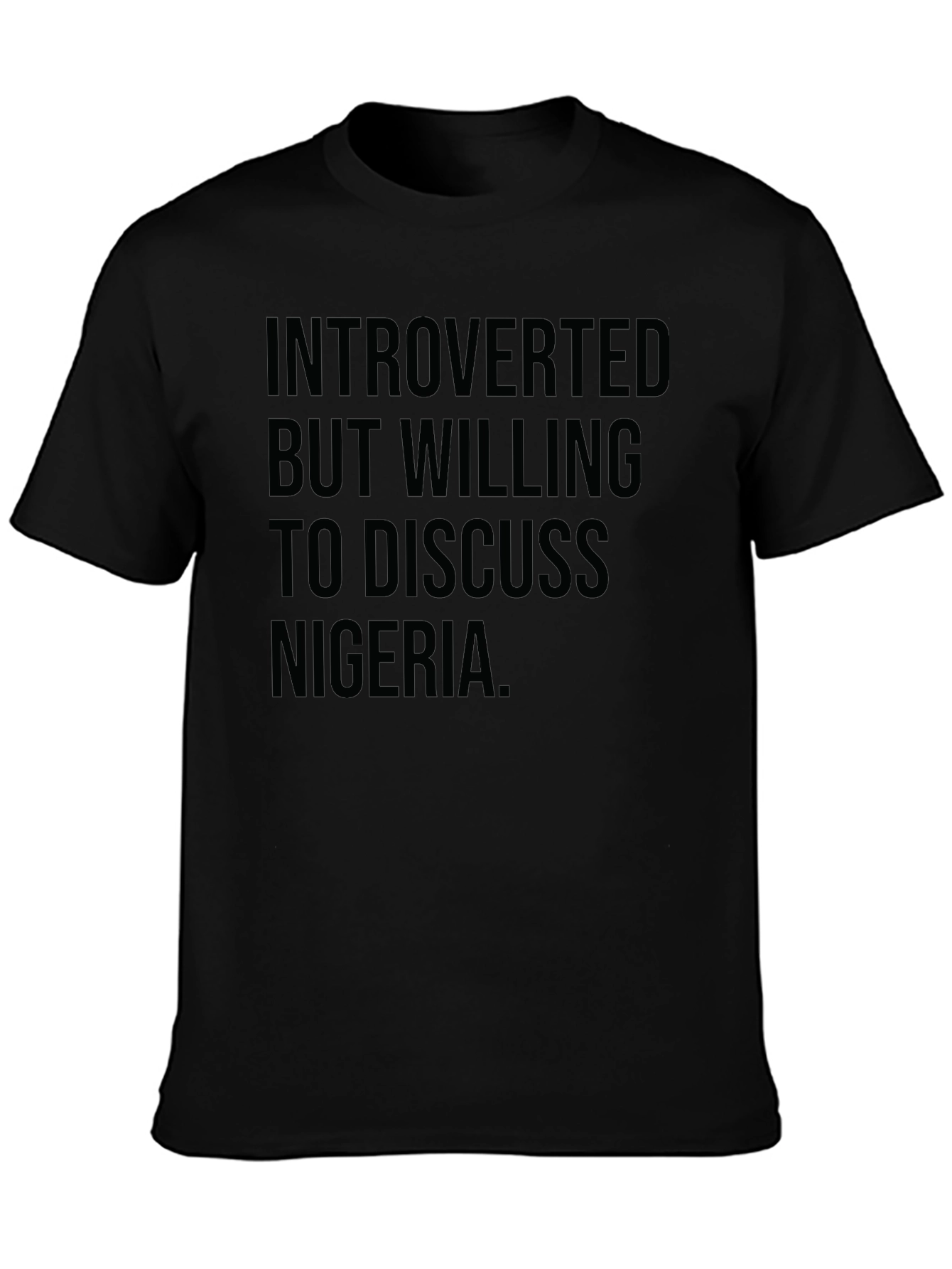 Introverted Nigeria T-Shirt: Black Graphic Tee for Men