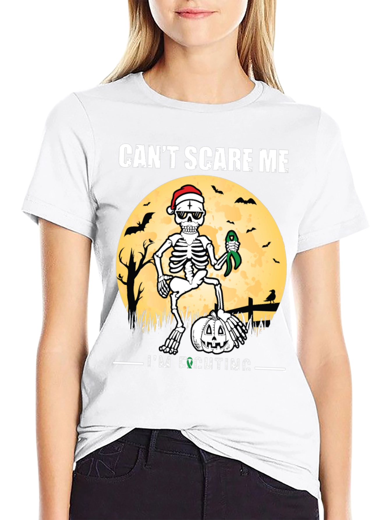 Cant Scare Me Im Fighting Halloween Skeleton T-Shirt
