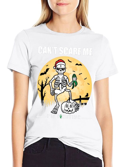 Cant Scare Me Im Fighting Halloween Skeleton T-Shirt