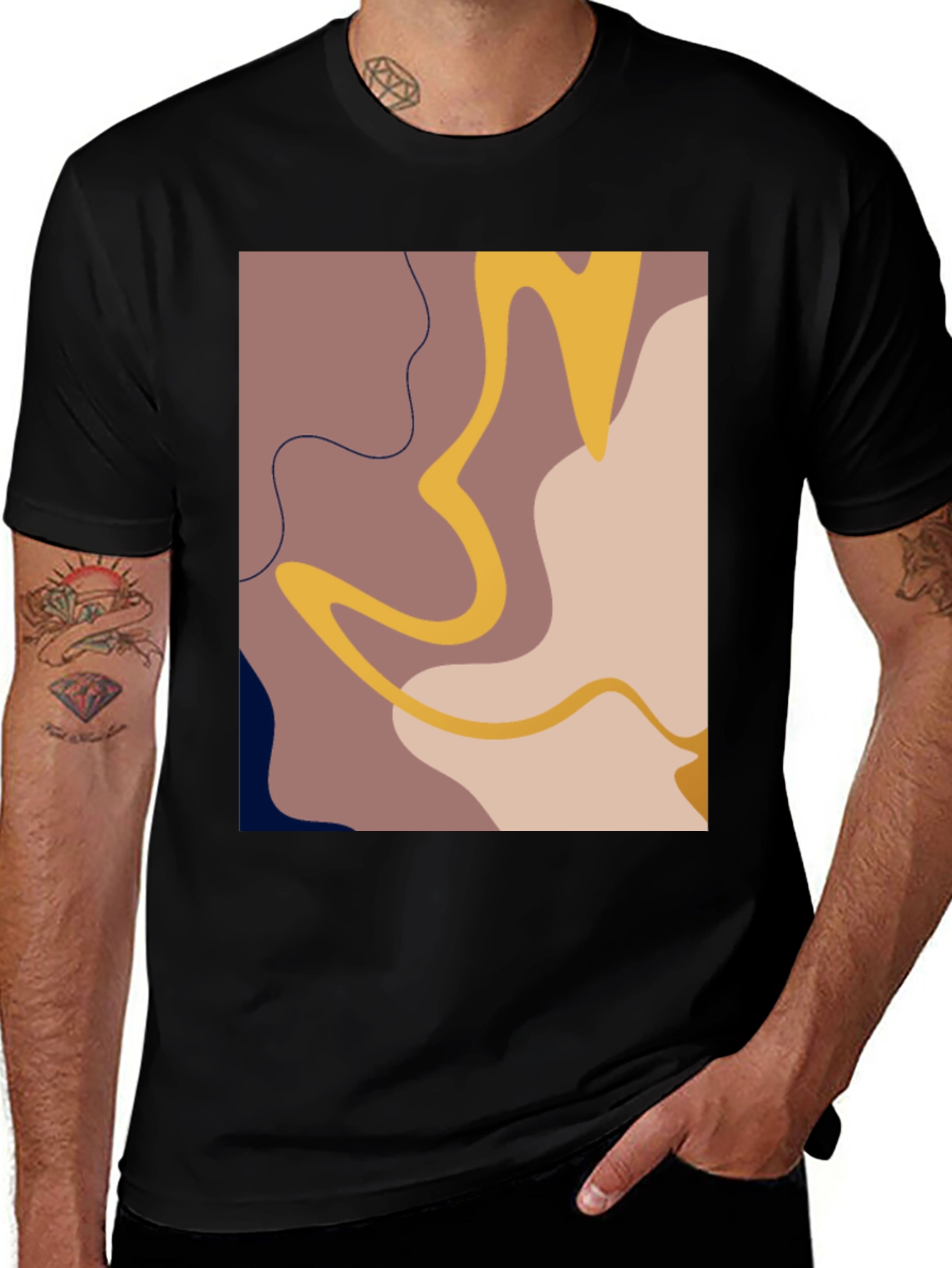 Abstract Graphic Print T-Shirt - Modern Art Tee