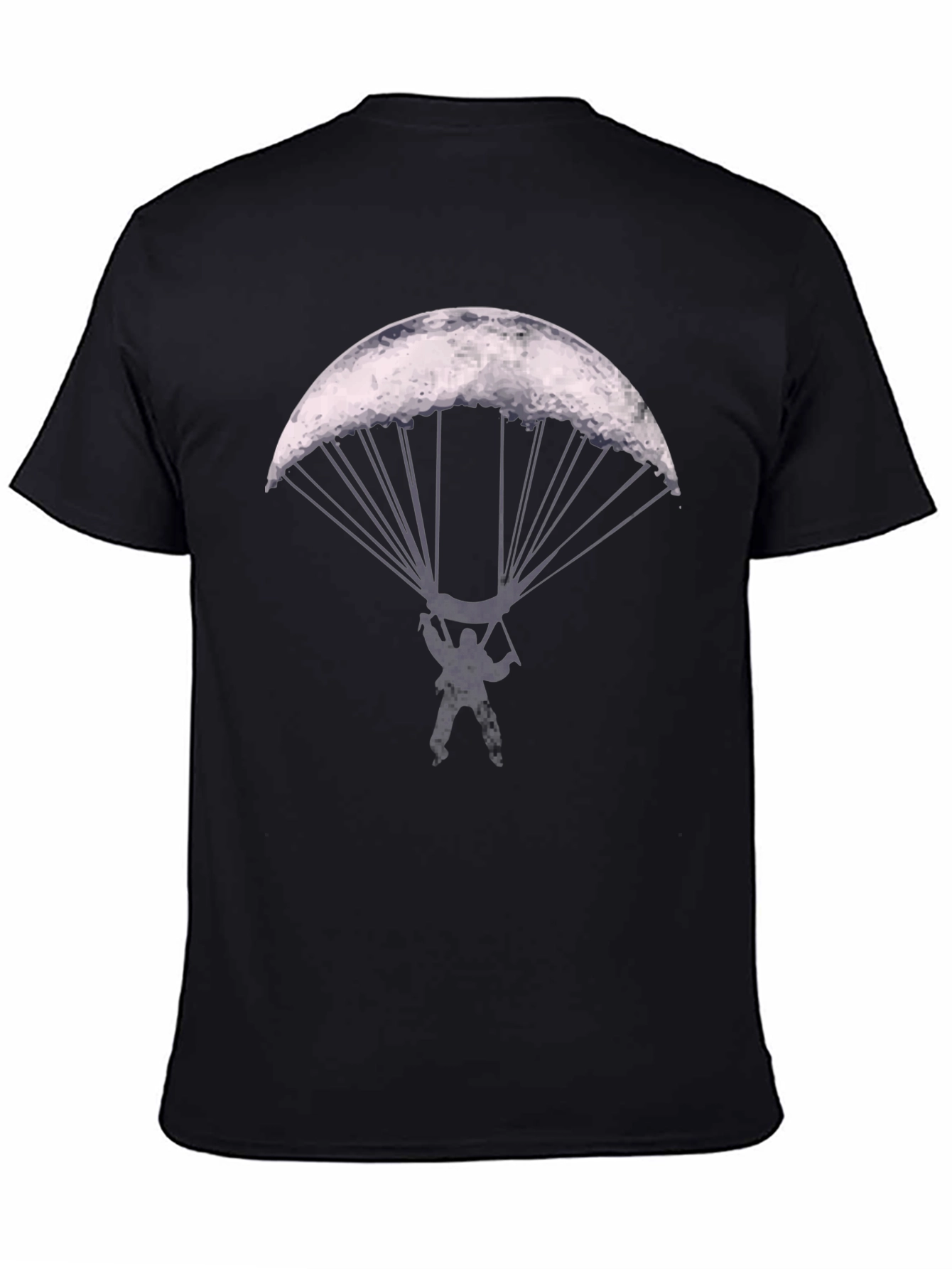 Parachute Moon Graphic T-Shirt - Cool Novelty Design