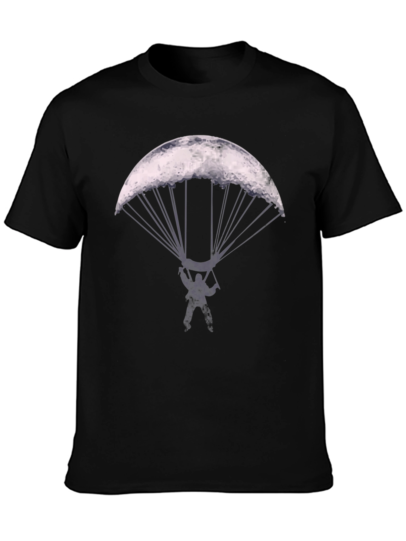Parachute Moon Graphic T-Shirt - Cool Novelty Design