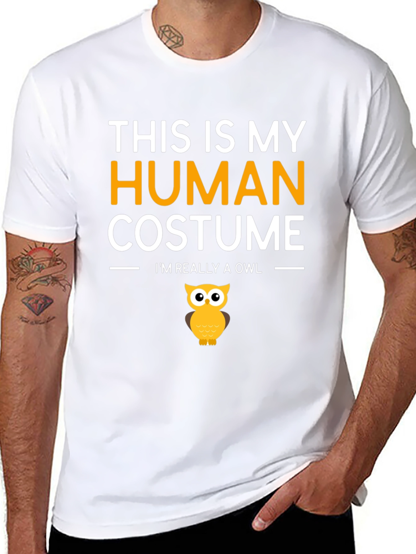 Human Costume Funny Owl T-Shirt