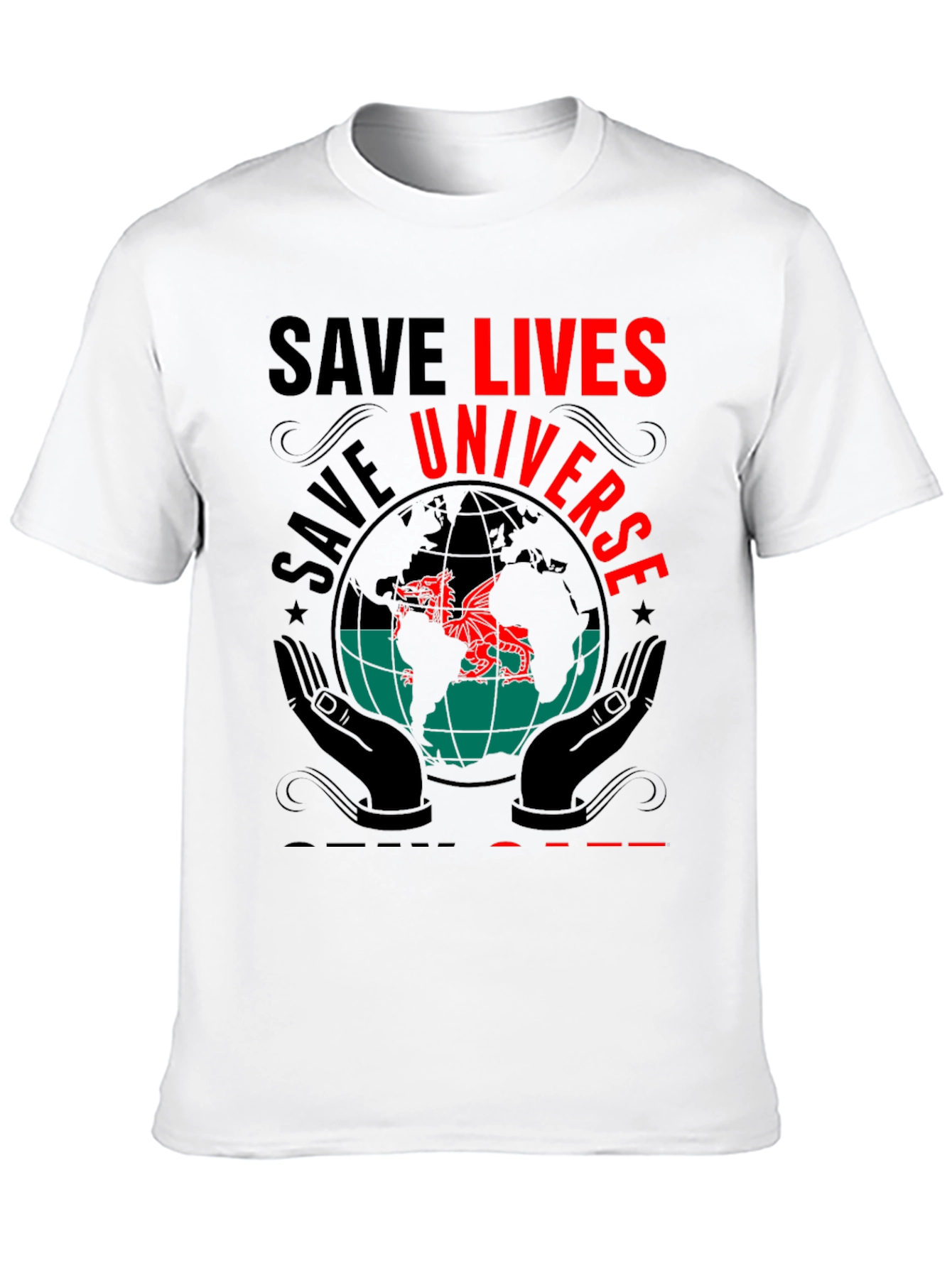 Save Lives Universe Graphic Print T-Shirt