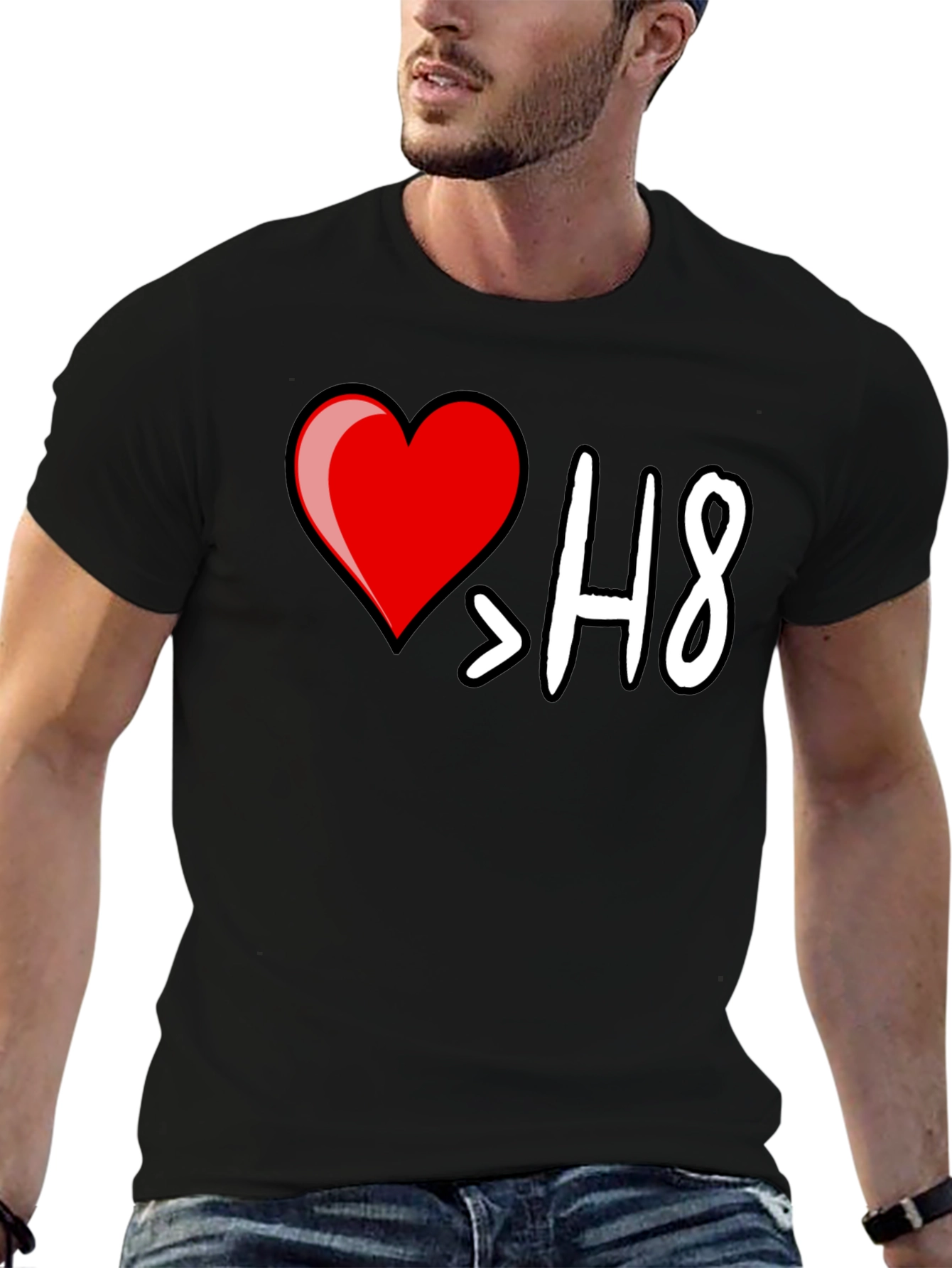 I Heart > H8 Black Graphic T-Shirt