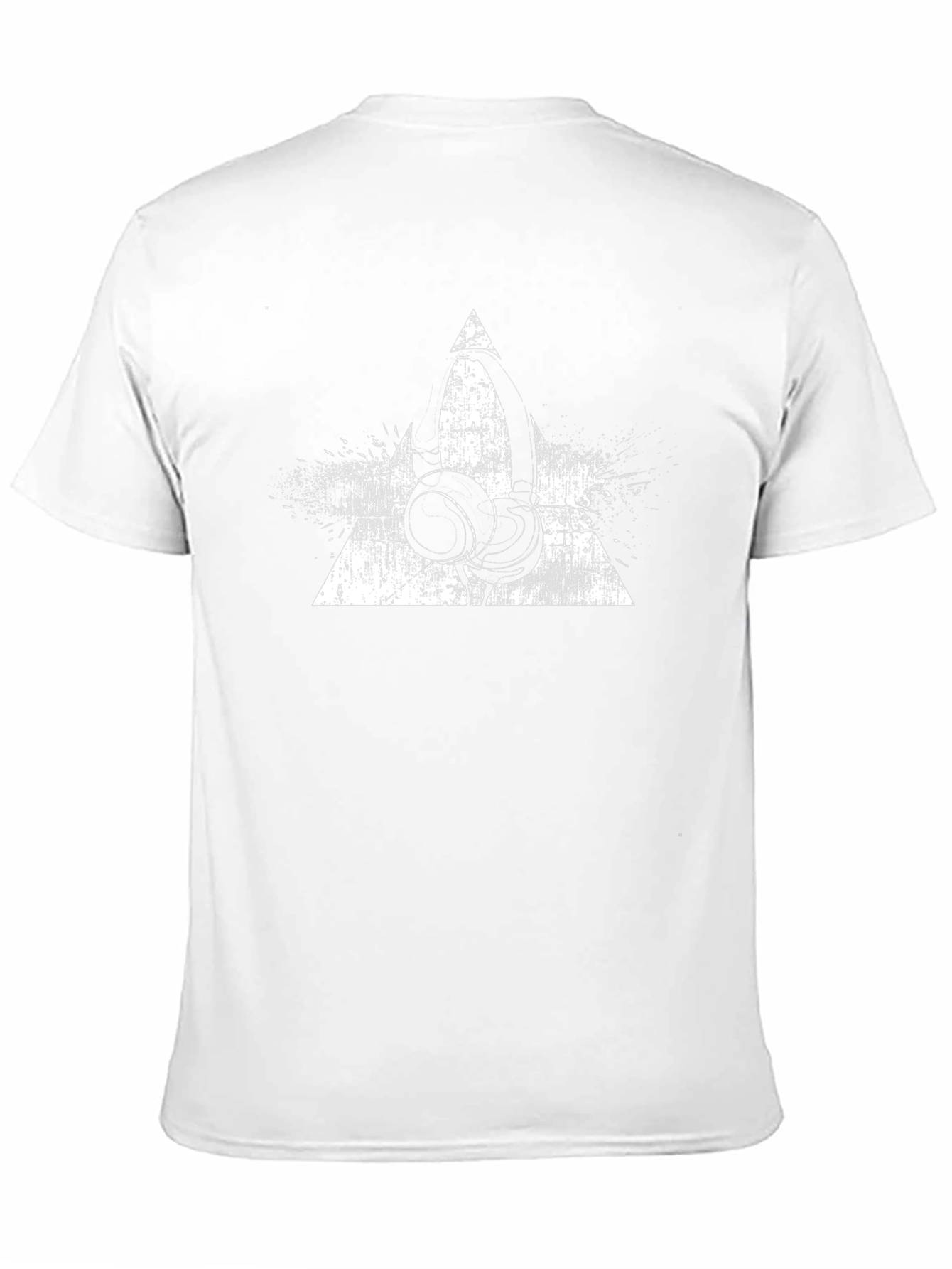 Grunge Headphone Graphic Tee - Black Cotton T-Shirt