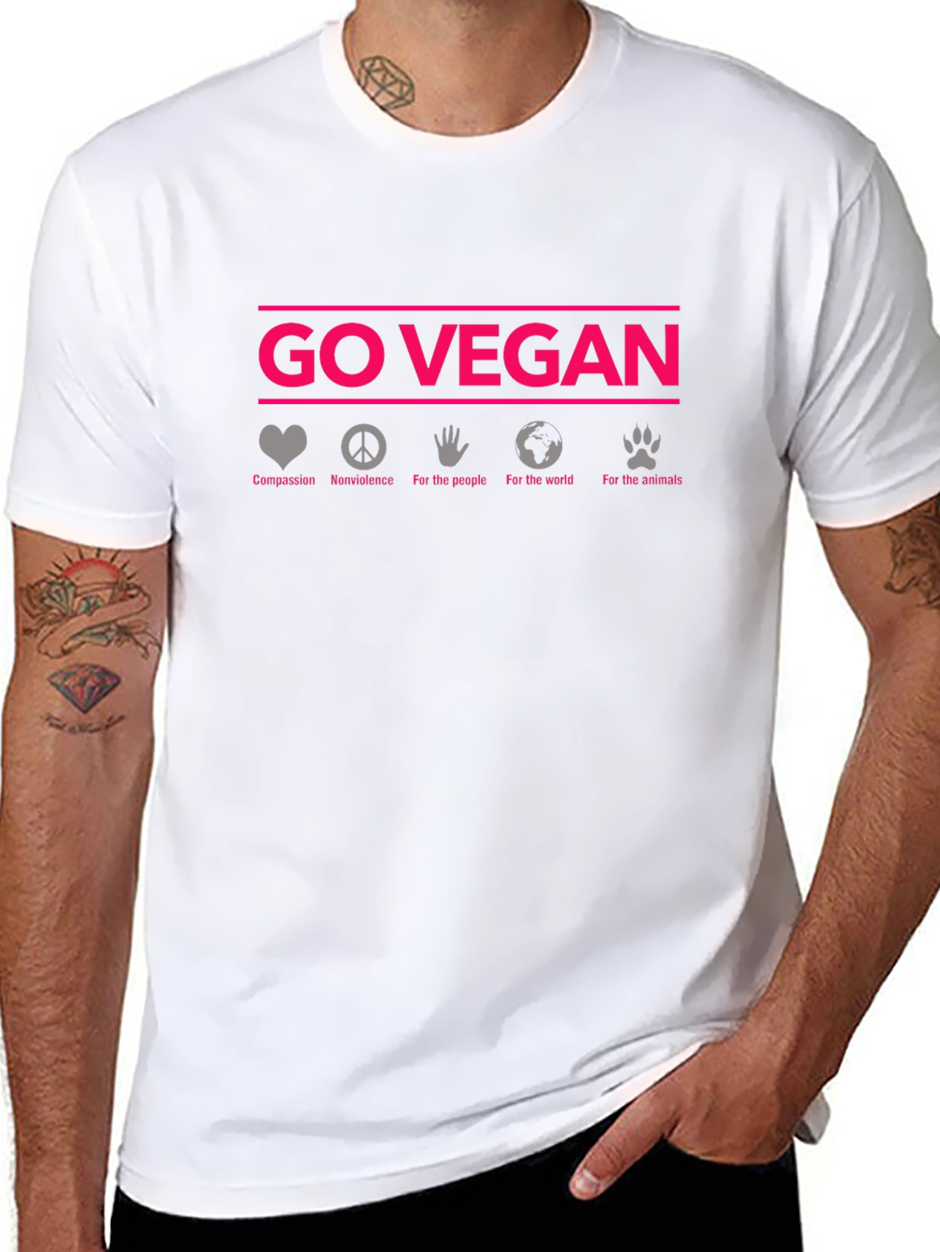 Go Vegan Graphic Tee - Compassion Nonviolence Animals