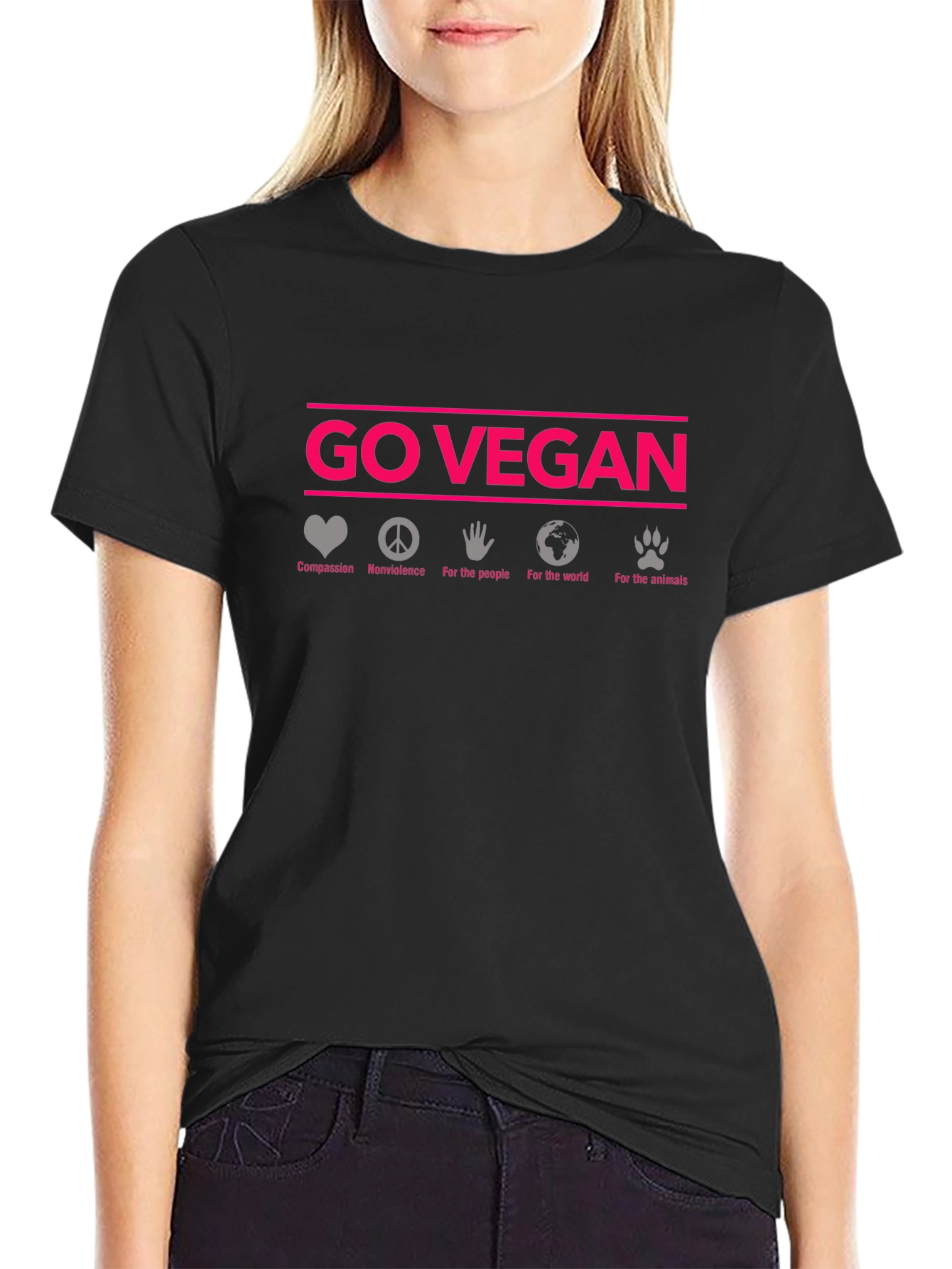 Go Vegan Graphic Tee - Compassion Nonviolence Animals