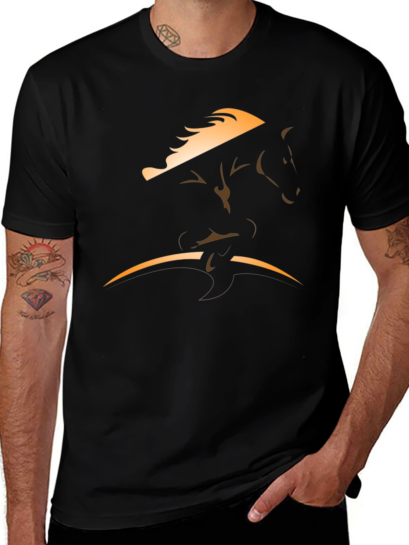 Horse Graphic Tee - Black Cotton Blend