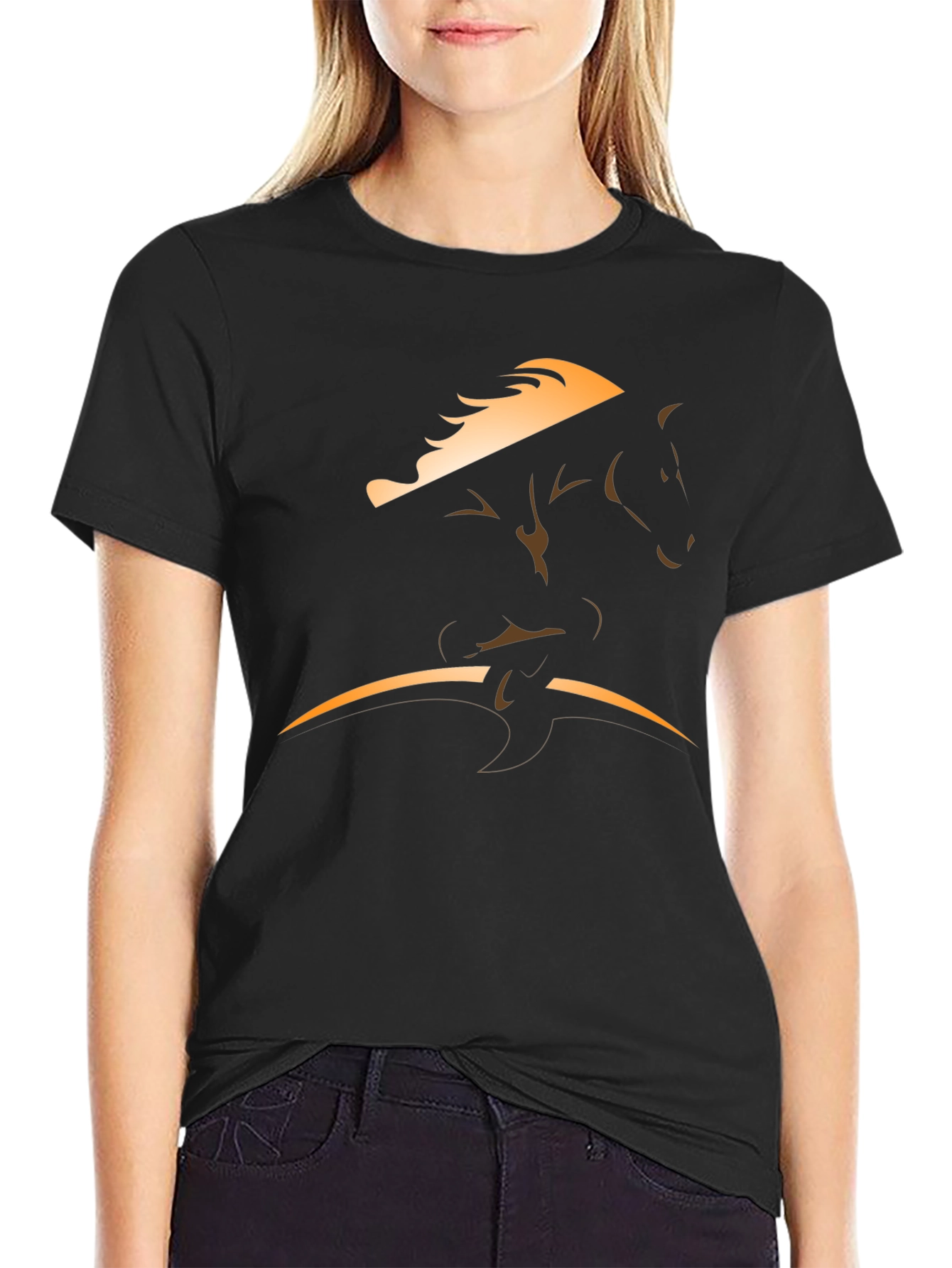 Horse Graphic Tee - Black Cotton Blend