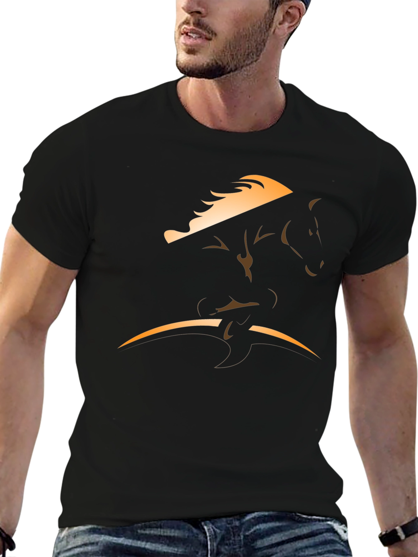 Horse Graphic Tee - Black Cotton Blend