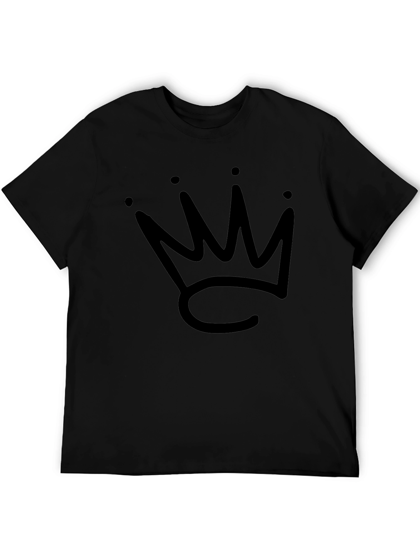Crown Graphic Tee - Stylish Black Cotton T-Shirt