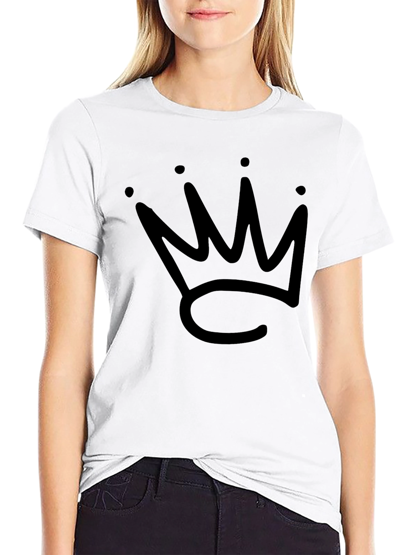 Crown Graphic Tee - Stylish Black Cotton T-Shirt