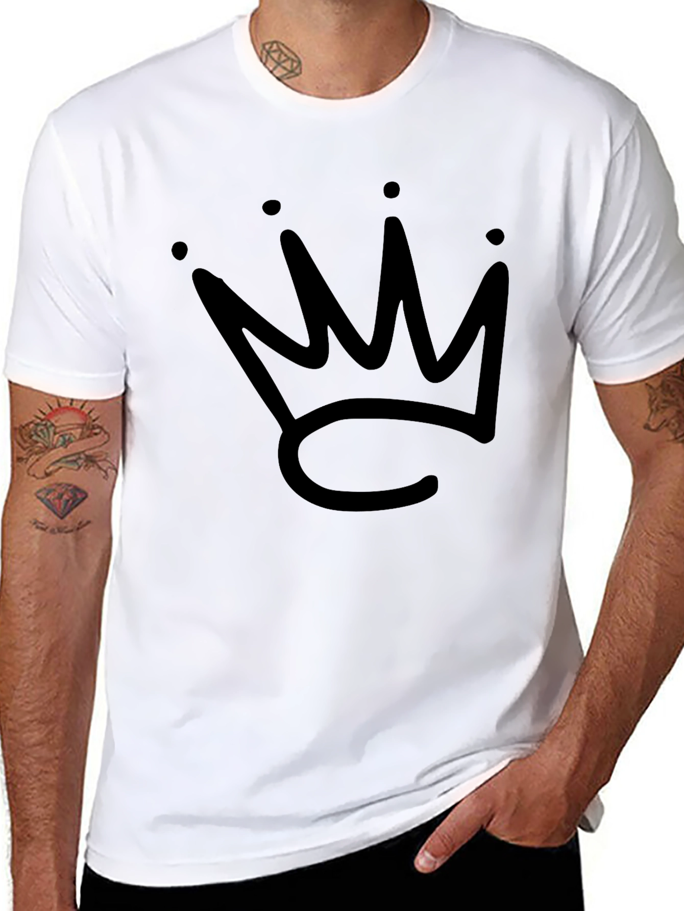 Crown Graphic Tee - Stylish Black Cotton T-Shirt