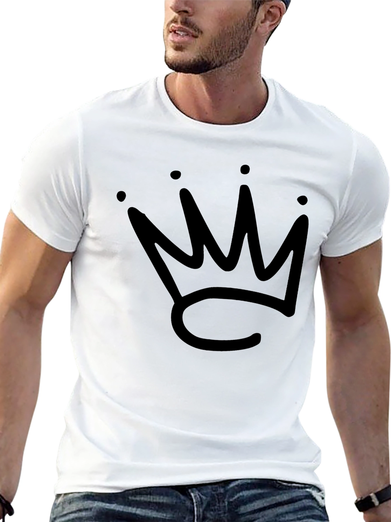 Crown Graphic Tee - Stylish Black Cotton T-Shirt