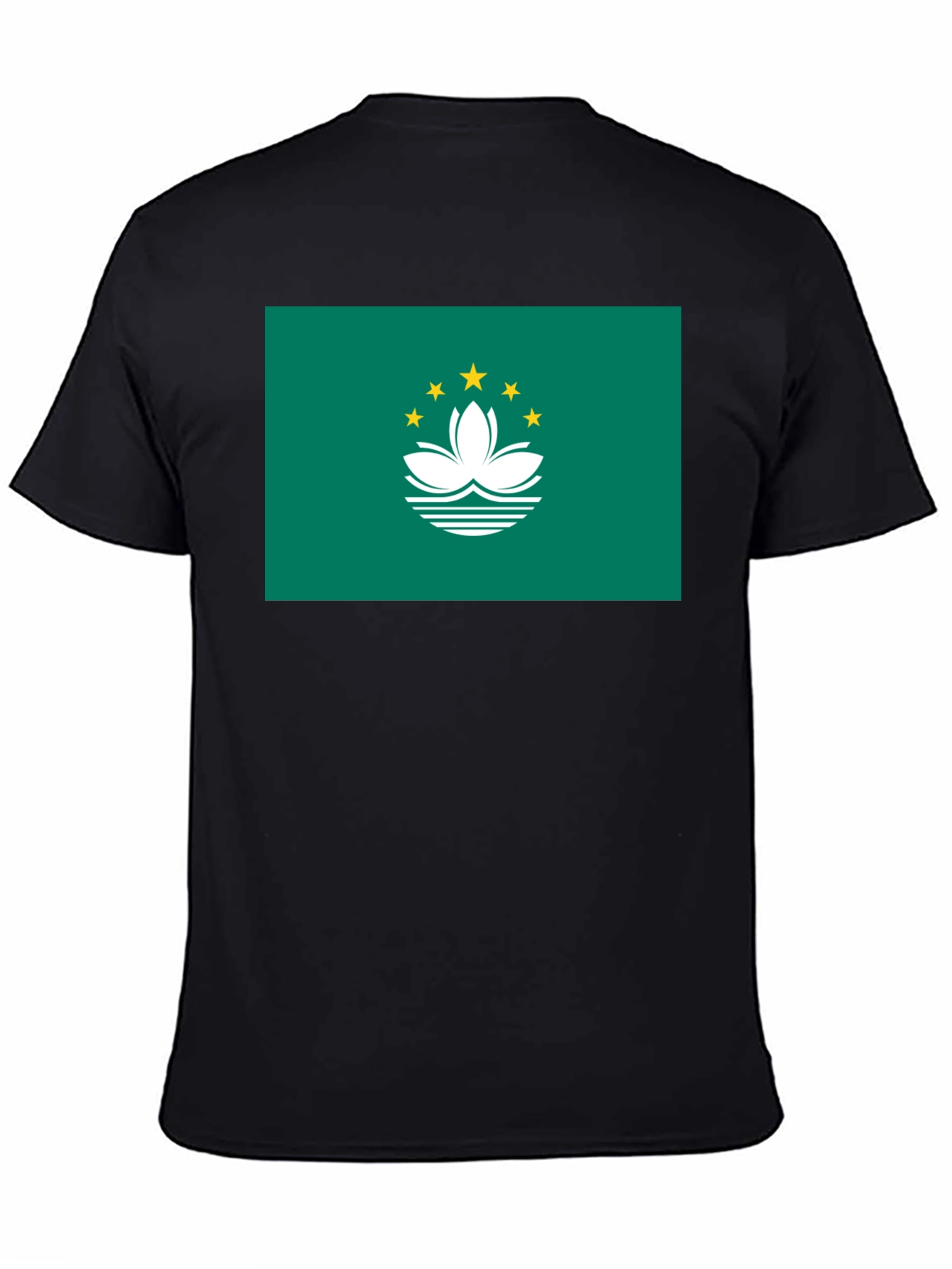 Macau Flag Graphic Tee - Black Cotton T-Shirt