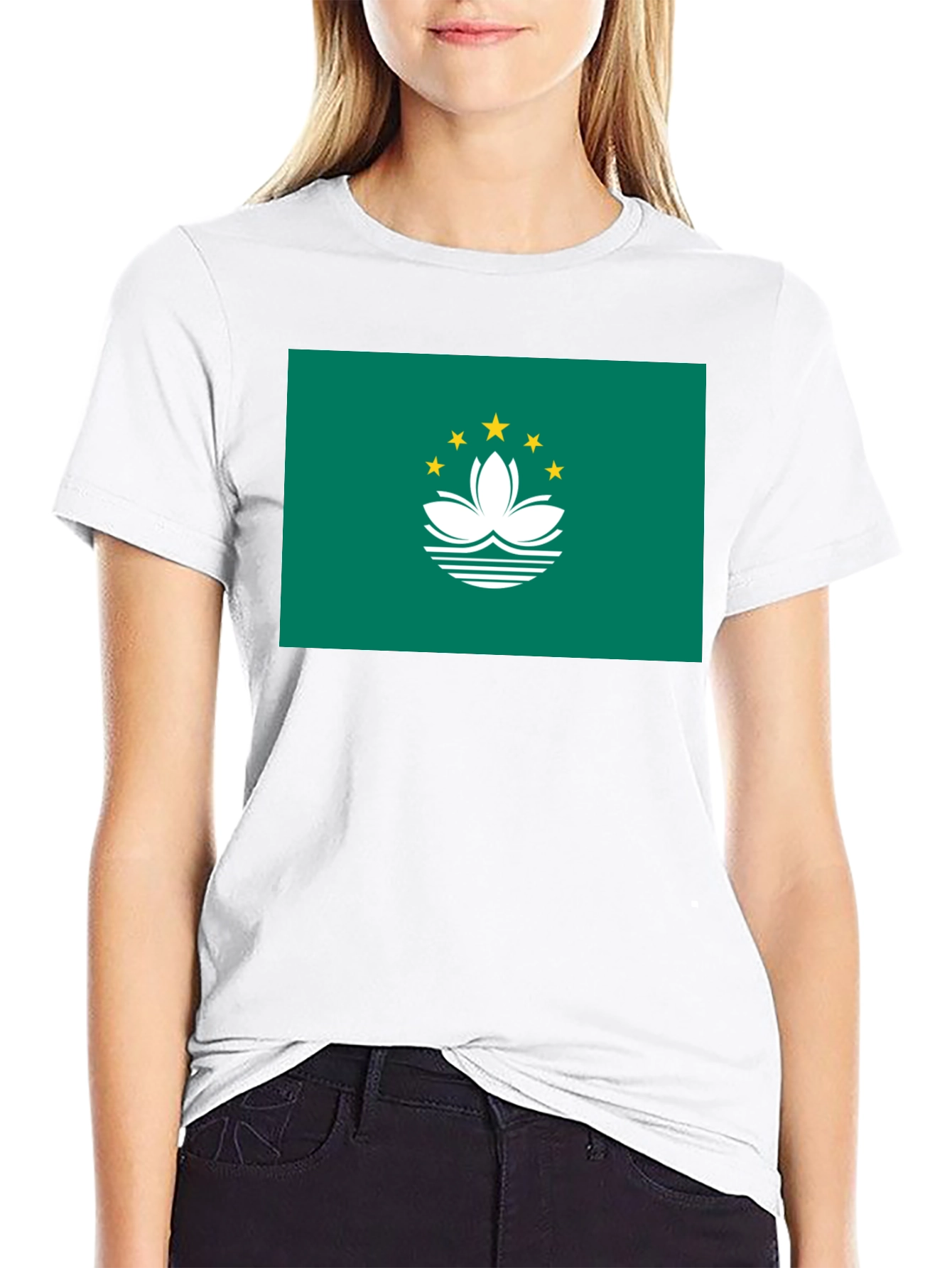 Macau Flag Graphic Tee - Black Cotton T-Shirt