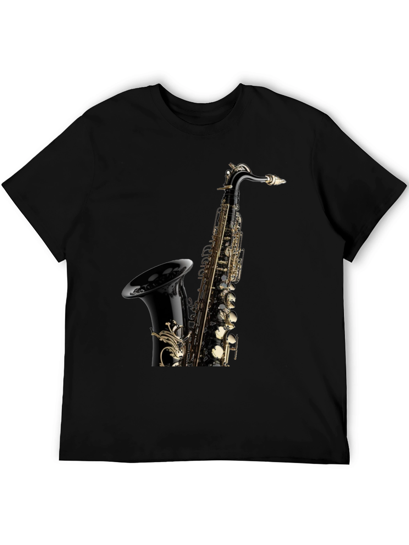 Saxophone Graphic Tee - Black Cotton Blend