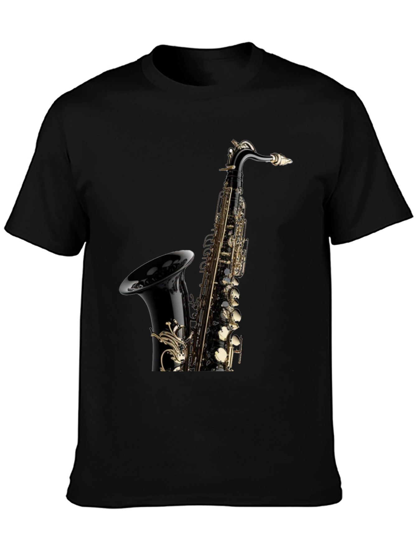 Saxophone Graphic Tee - Black Cotton Blend