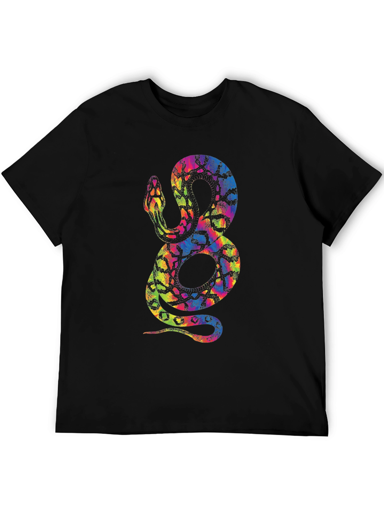 Rainbow Snake Graphic Tee - Mens Black T-Shirt