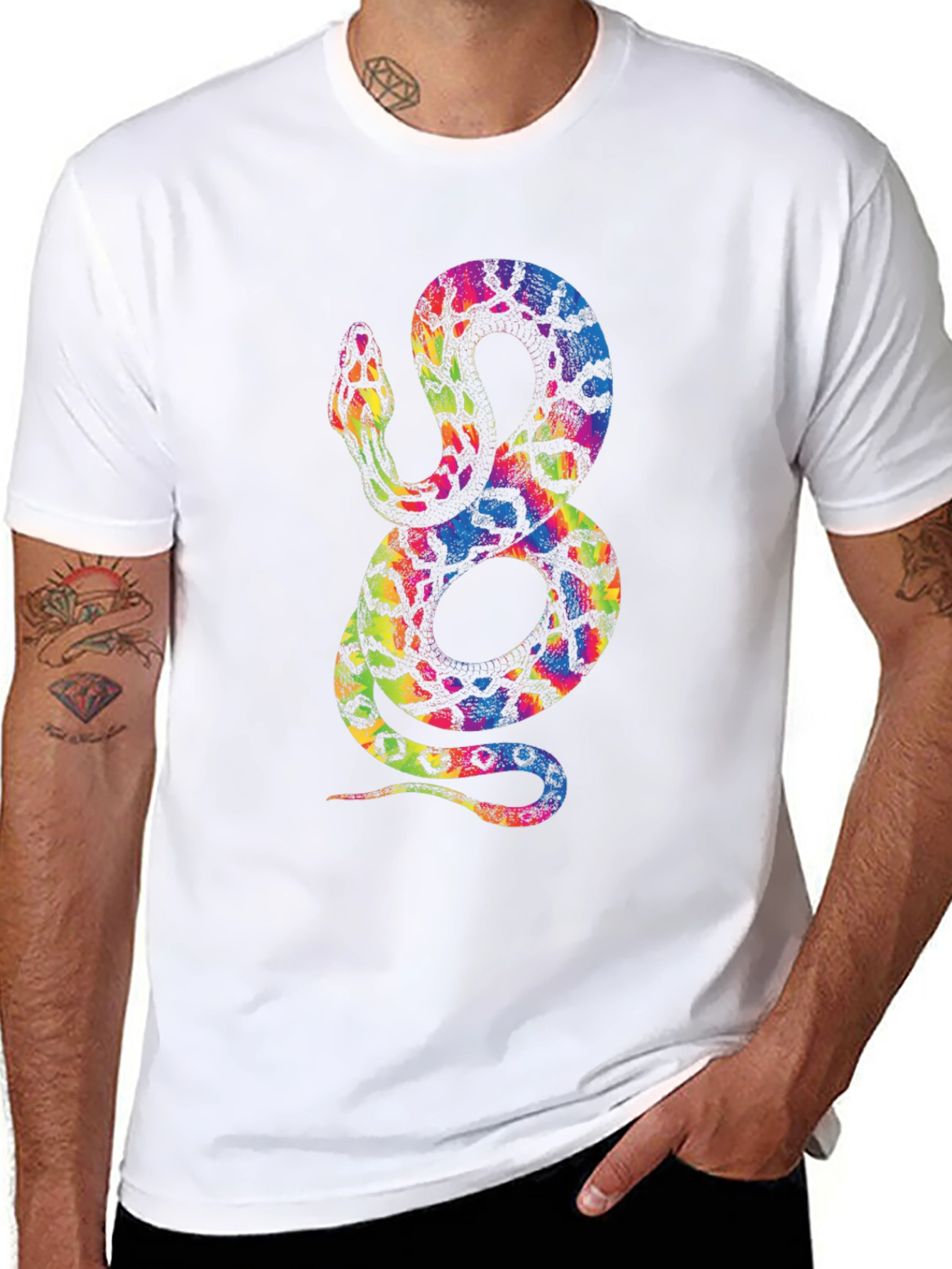 Rainbow Snake Graphic Tee - Mens Black T-Shirt