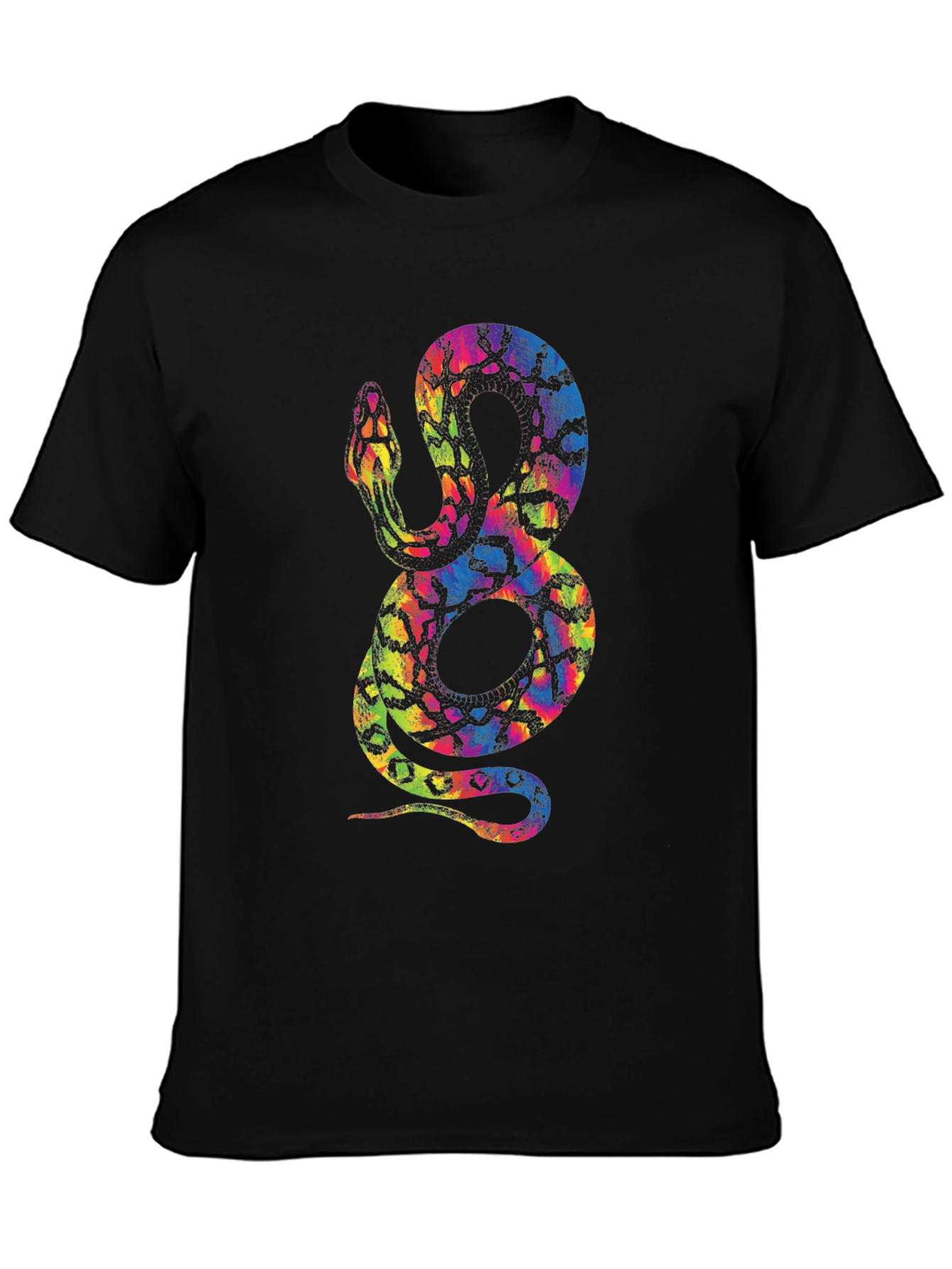 Rainbow Snake Graphic Tee - Mens Black T-Shirt
