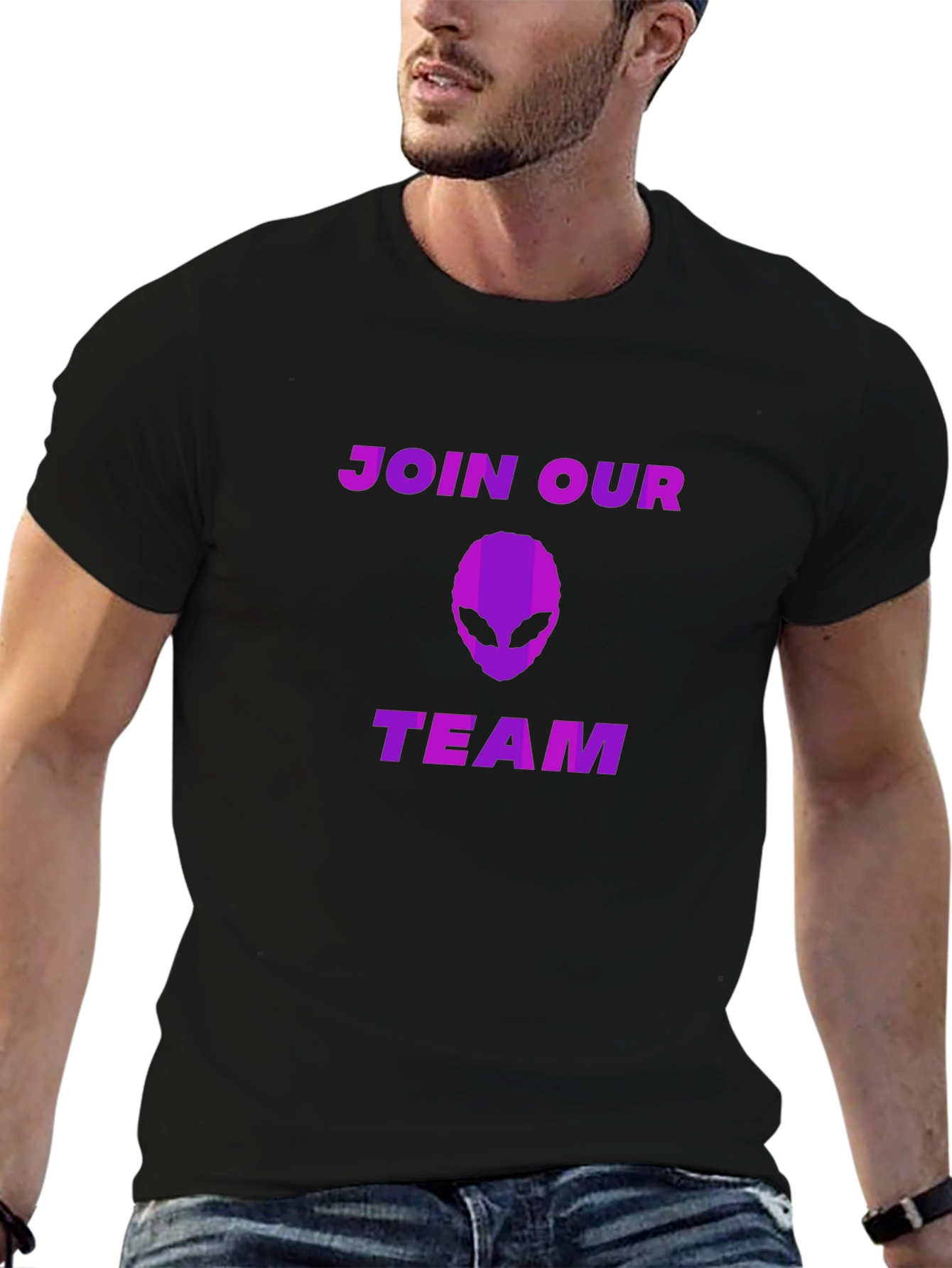 Join Our Team Alien Graphic Tee - Black