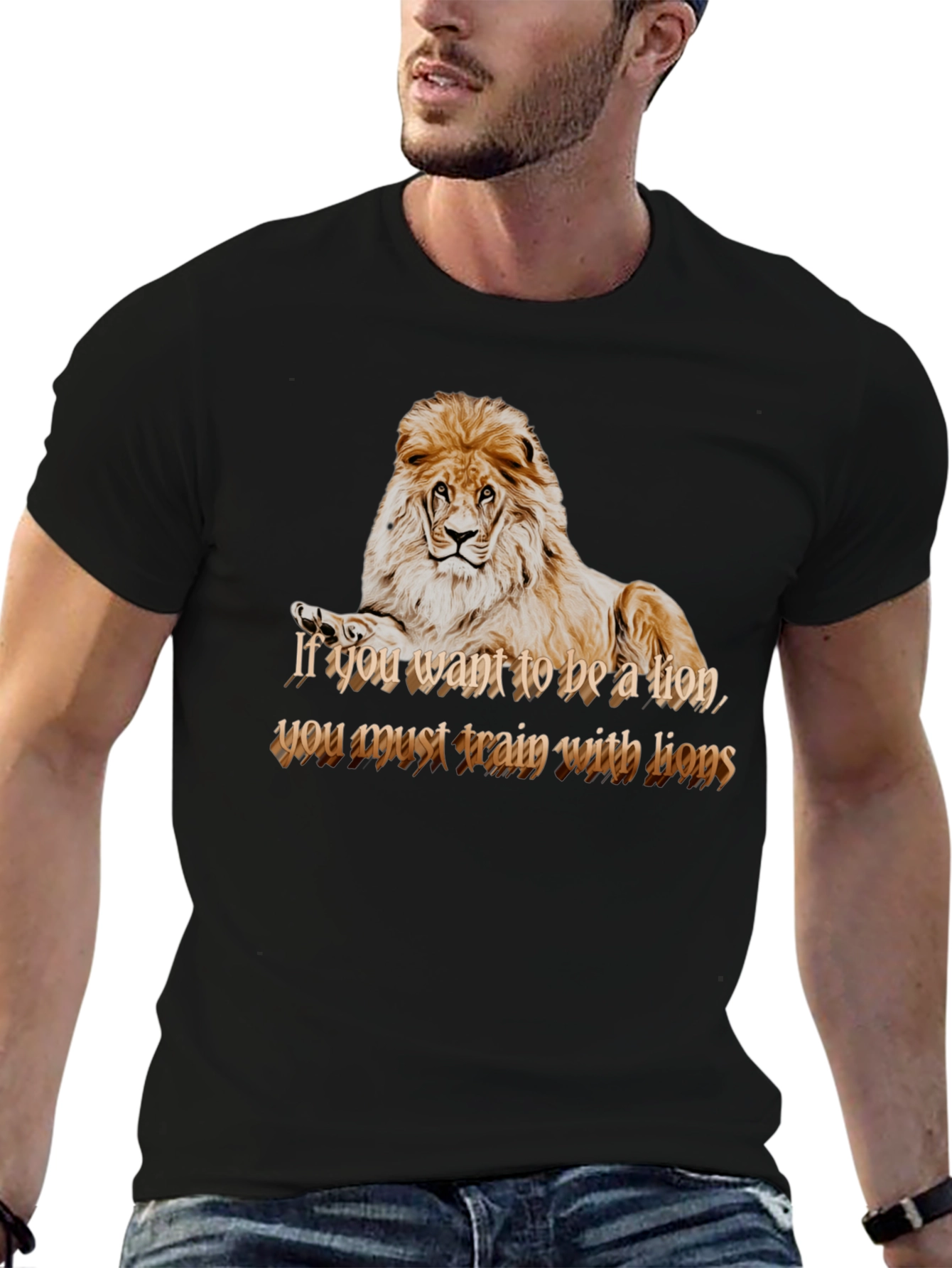 Lion Motivation Graphic Tee - Train With Lions T-Shirt