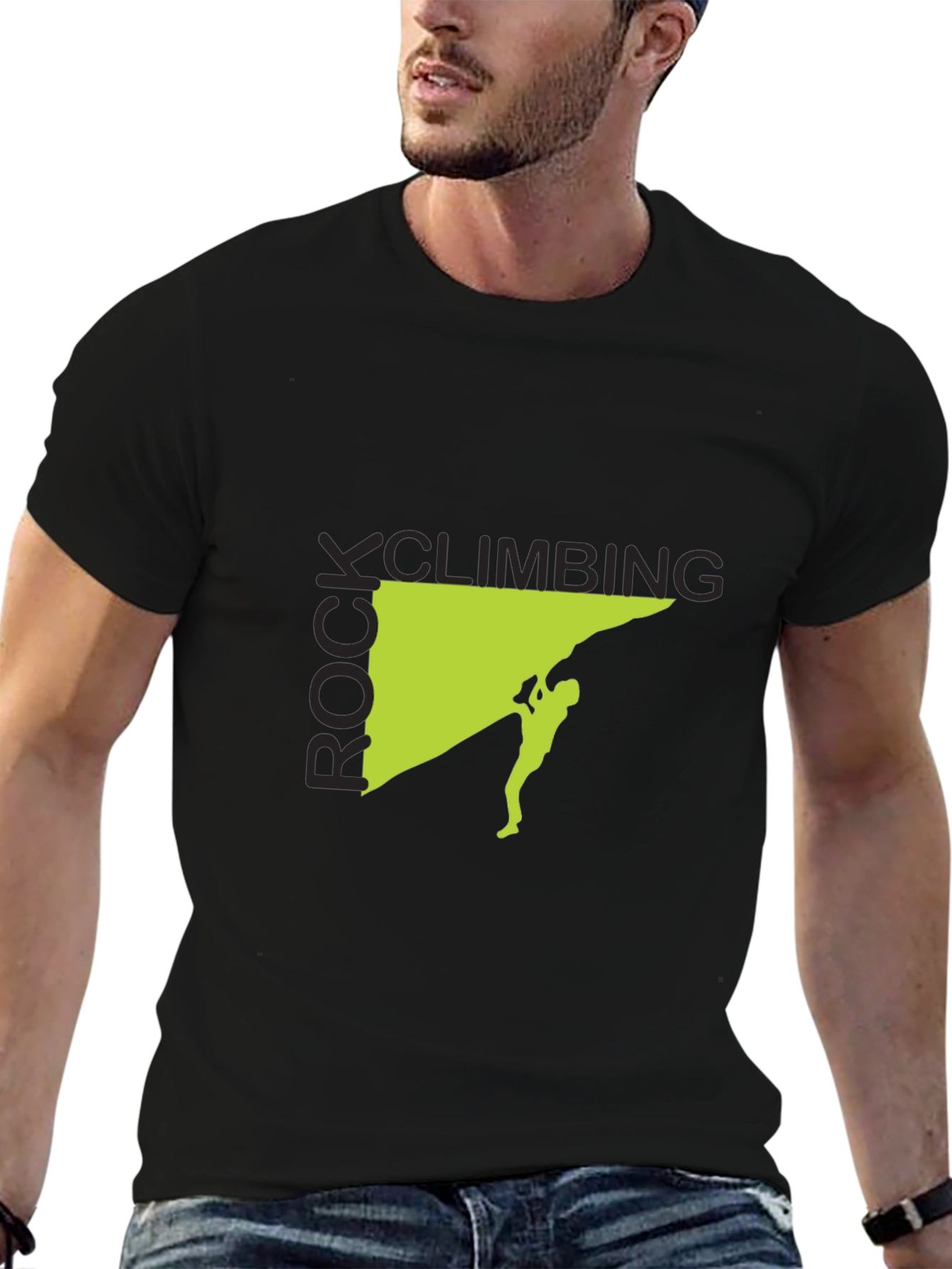 Rock Climbing Graphic Tee - Black Cotton Shirt